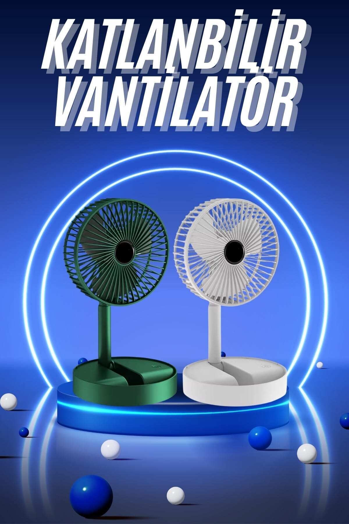 ZERO LAND 1592120741 3 Kademe Hız Ayarlı Vantilatör Telefon Standlı Şarjlı Katlanabilir (02021) Soğutucu Per