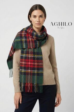 Aghilo Kadın Ekose Desenli Atkı 180x35 cm | Yumuşak & Hafif Kışlık Şal