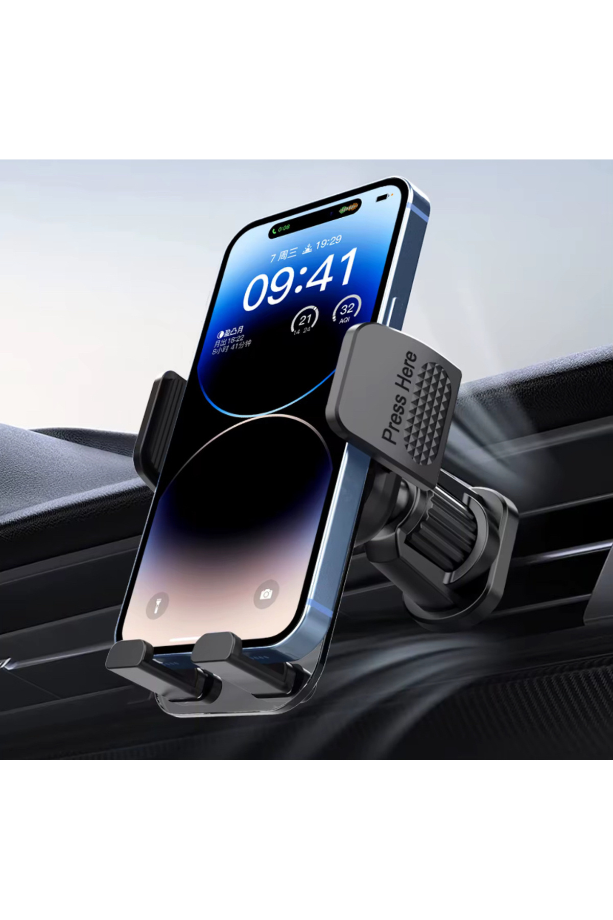 360 Dönebilen Kancalı Havalandırma İçin Transparan Gövdeli Araç İçi Telefon Tutucu LKH-44