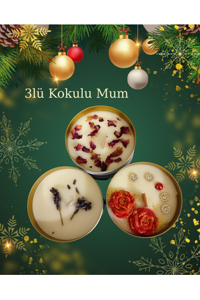 Popköy Lavanta soya wax, gül kokulu mum, lavanta kokulu mum, 3lü mum seti, de...