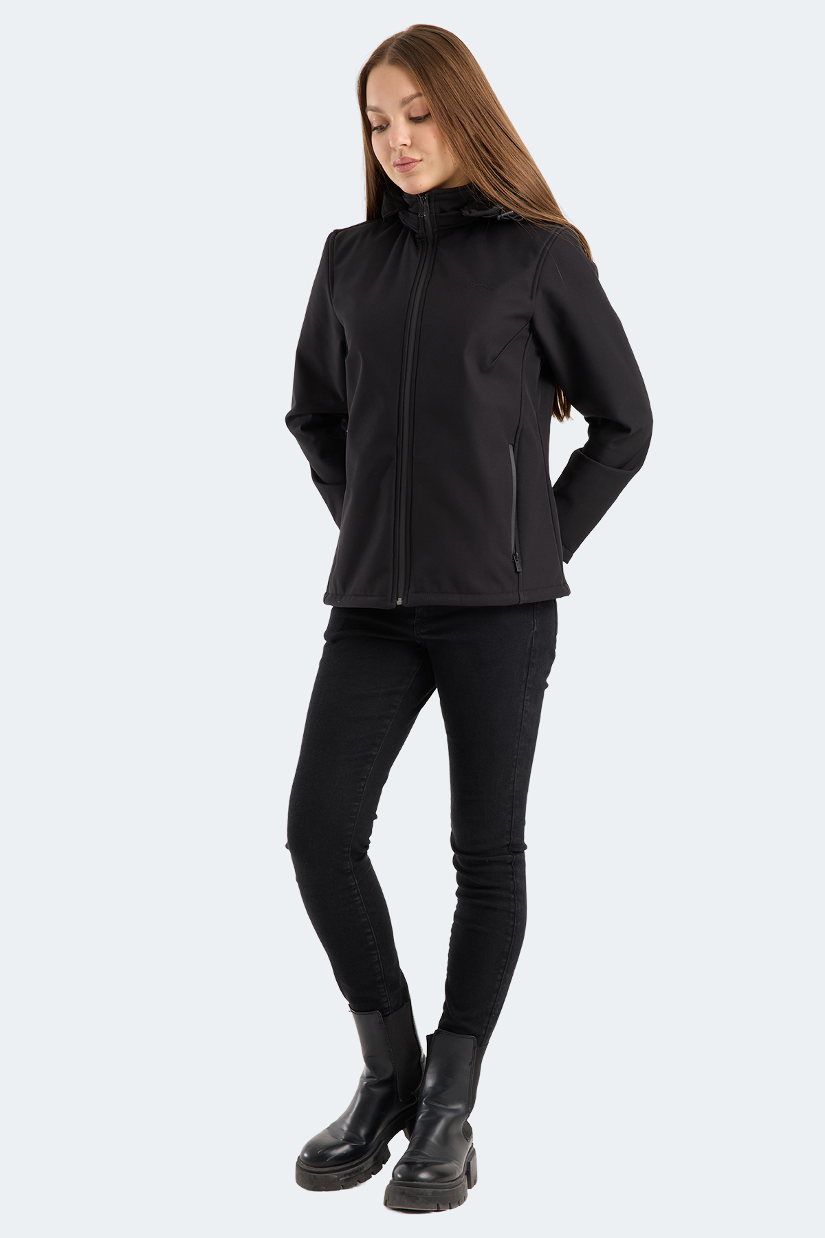 Slazenger HEAT CONTROL Kadın Çıkarılabilir Kapüşonlu Siyah Mont & Kaban görsel 7