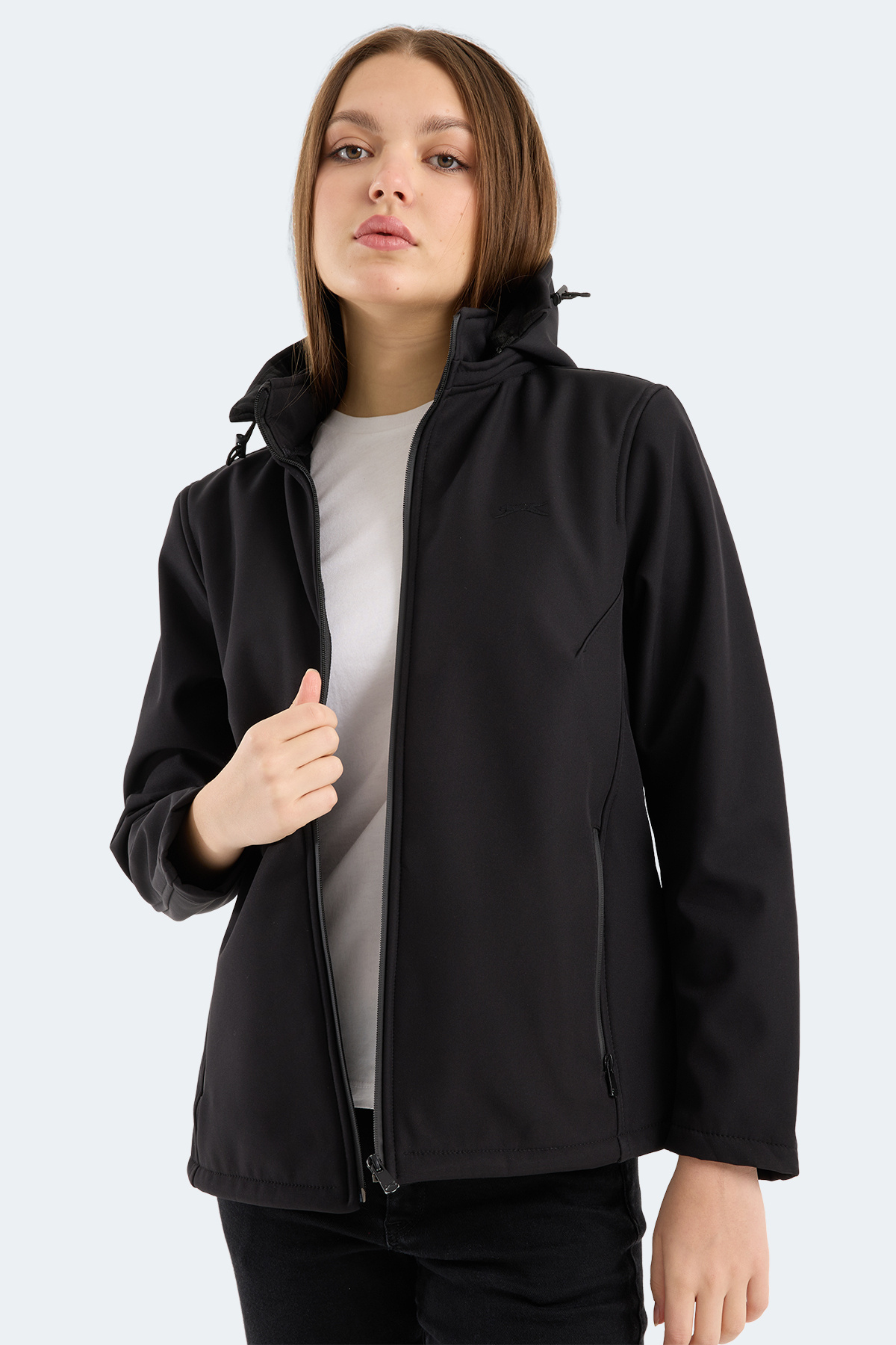 Slazenger HEAT CONTROL Kadın Çıkarılabilir Kapüşonlu Siyah Mont & Kaban görsel 4