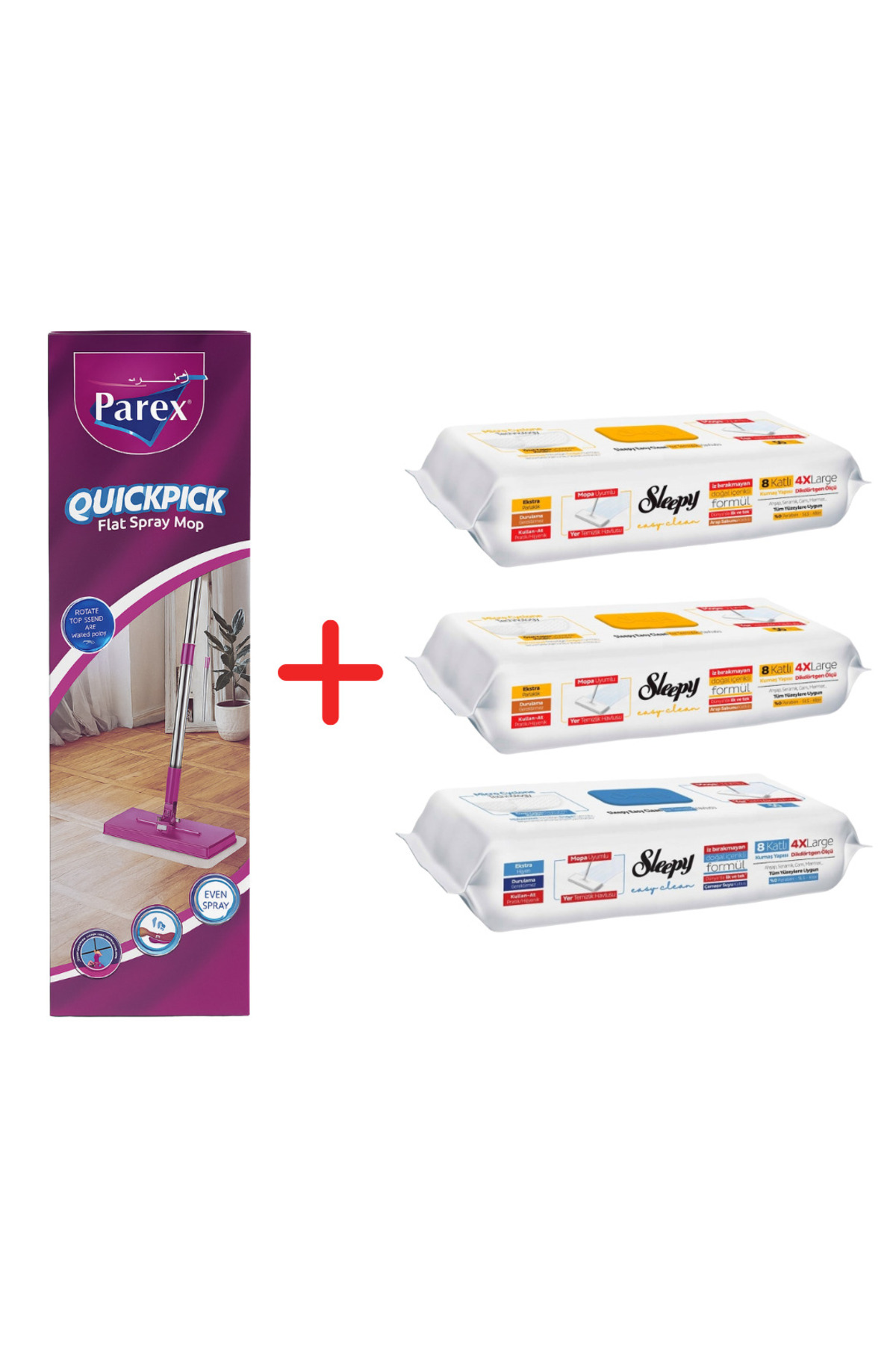 Parex Πακέτο προσφοράς QuickPickMop + 3 υγρά μαντηλάκια Sleepy Easy Clean Mix...