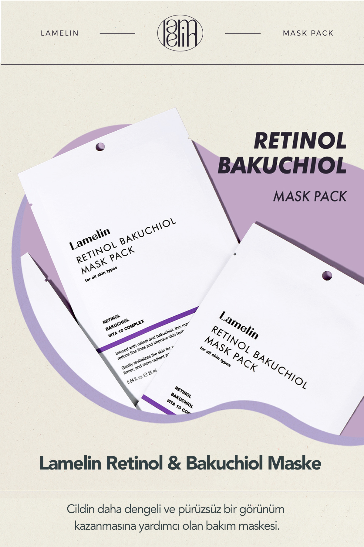 Retinol ve Bakuchiol İçeren Yoğun Bakım Maske Seti 5 Adet Retinol + Bakuchiol Mask Pack — 8800248334652 — تصویر 2 از 6