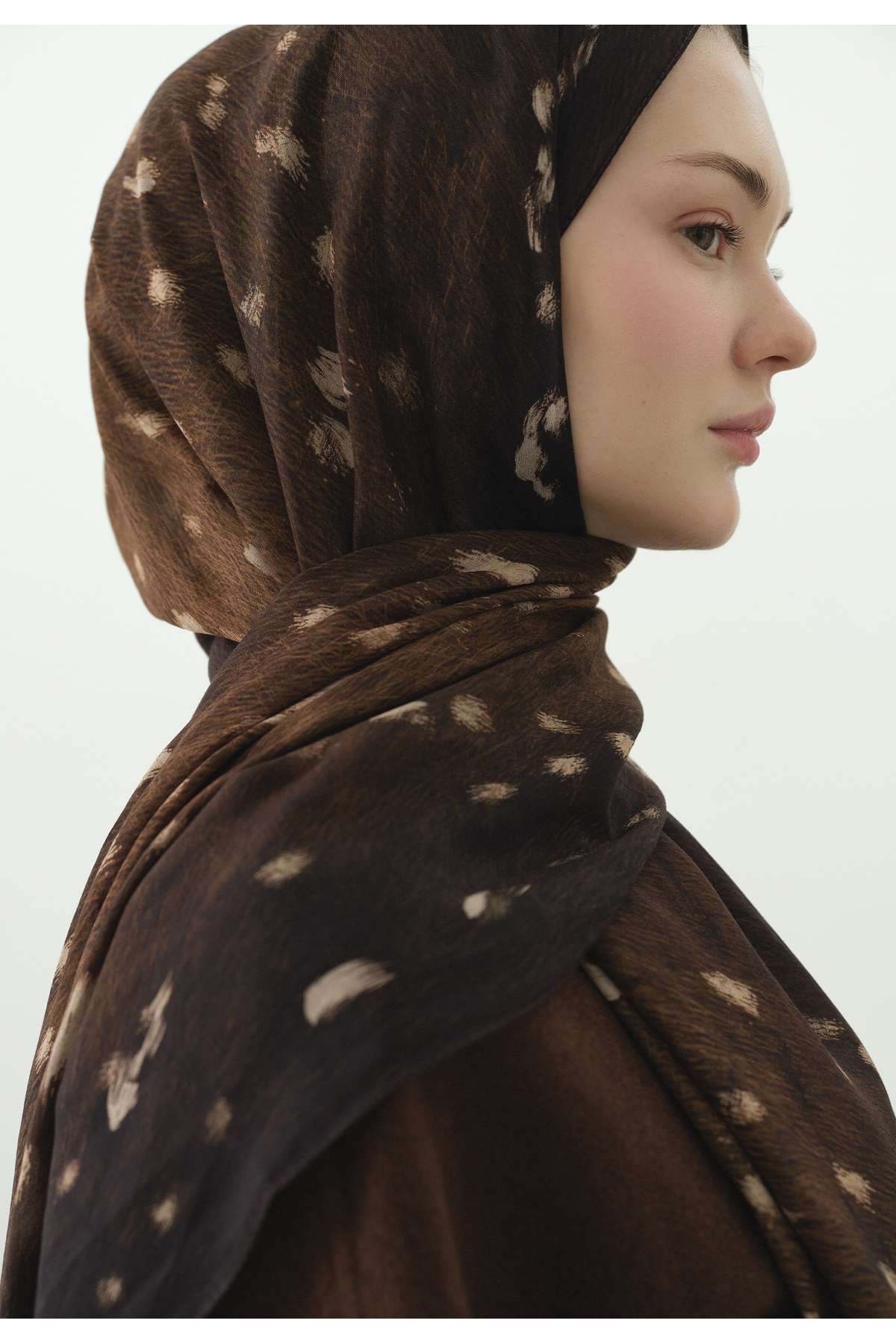 Fresh  FAWN DESENLİ PAMUK VİSKON ŞAL KAHVERENGİ - Görsel 5