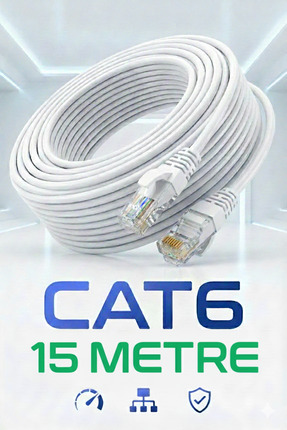 Reyonex 15 Metre Beyaz CAT6 Ethernet Patch Kablo - Yüksek Hızlı Gigabit İnter...