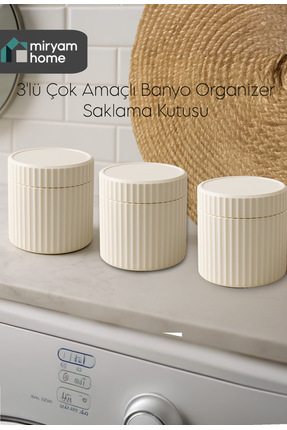 ATA HOME MiryamHome 3’lü Kapaklı Çok Amaçlı Kulak Pamuğu ve Makyaj Düzenleyic...