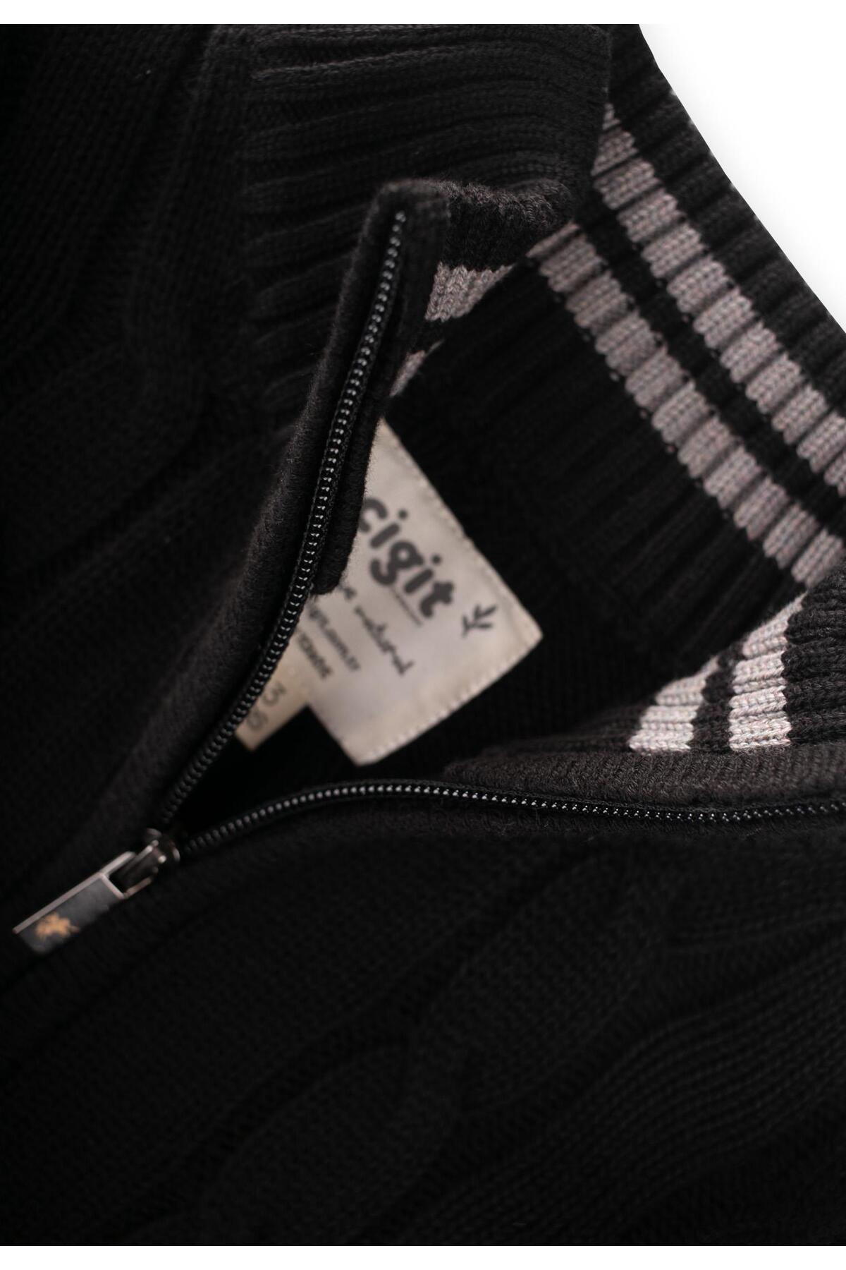 Cigit Saç Örgü Triko Hırka 2-11 Yaş Siyah fotoğrafı 4 (önizleme)