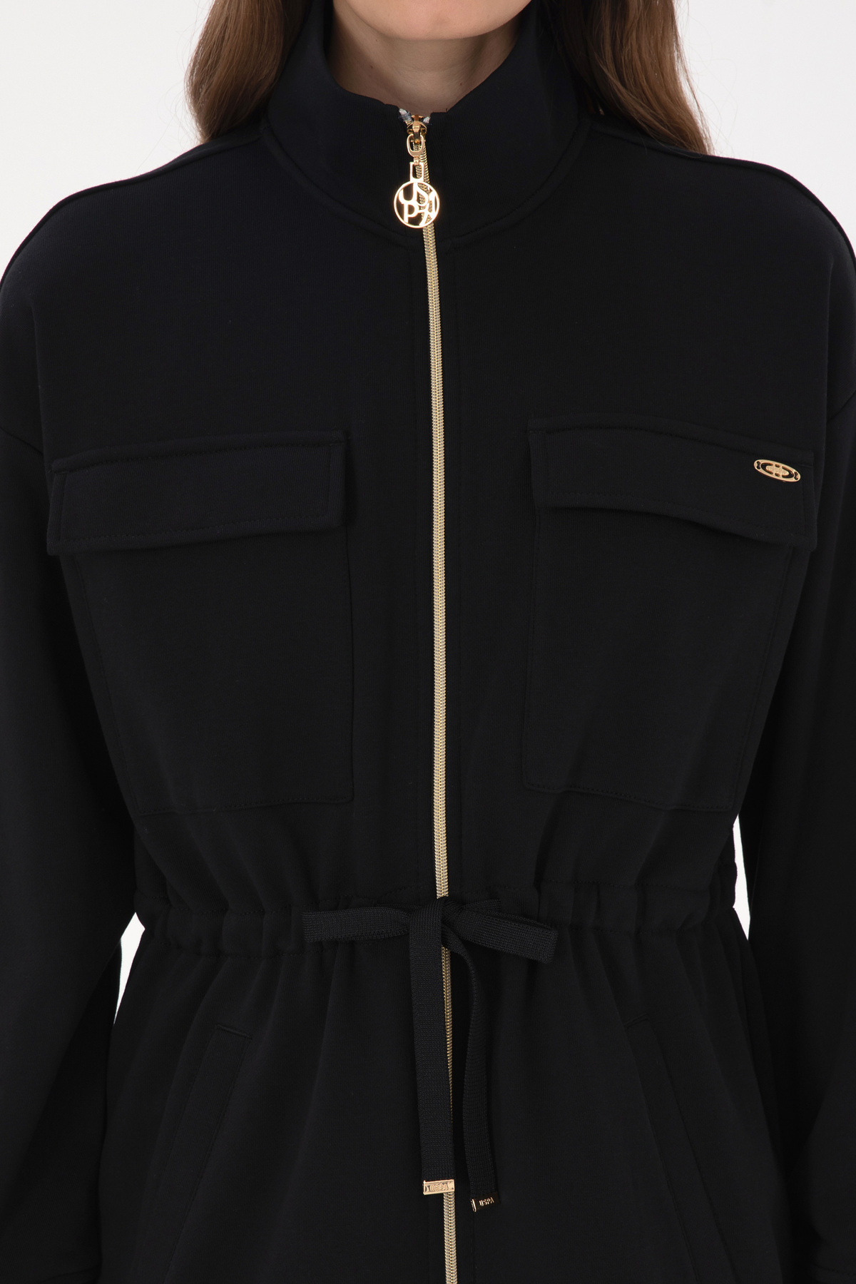 U.S. Polo Assn.  Kadın Siyah Fermuarlı Dik Yaka Sweatshirt 50318035-VR046 - Görsel 6