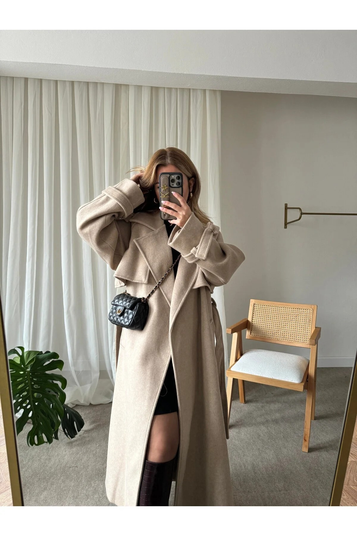 My Blog  Bej Vorkuta Kuşaklı Kaban - Görsel 3