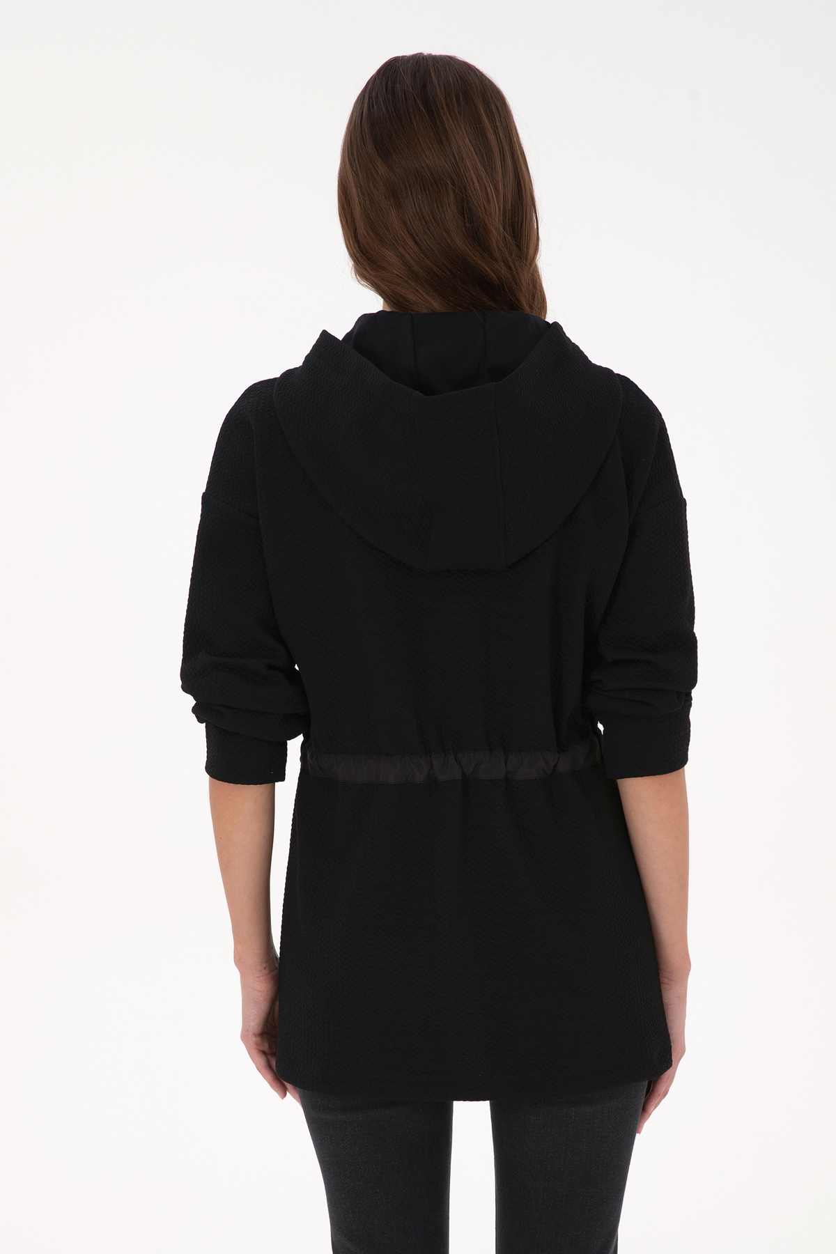 U.S. Polo Assn.  Kadın Siyah Fermuarlı Kapüşonlu Sweatshirt 50318098-VR046 - Görsel 5