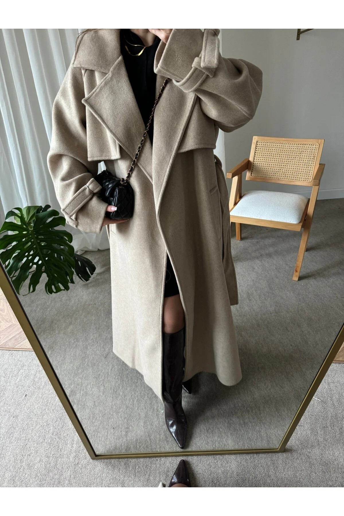 My Blog  Bej Vorkuta Kuşaklı Kaban - Görsel 2