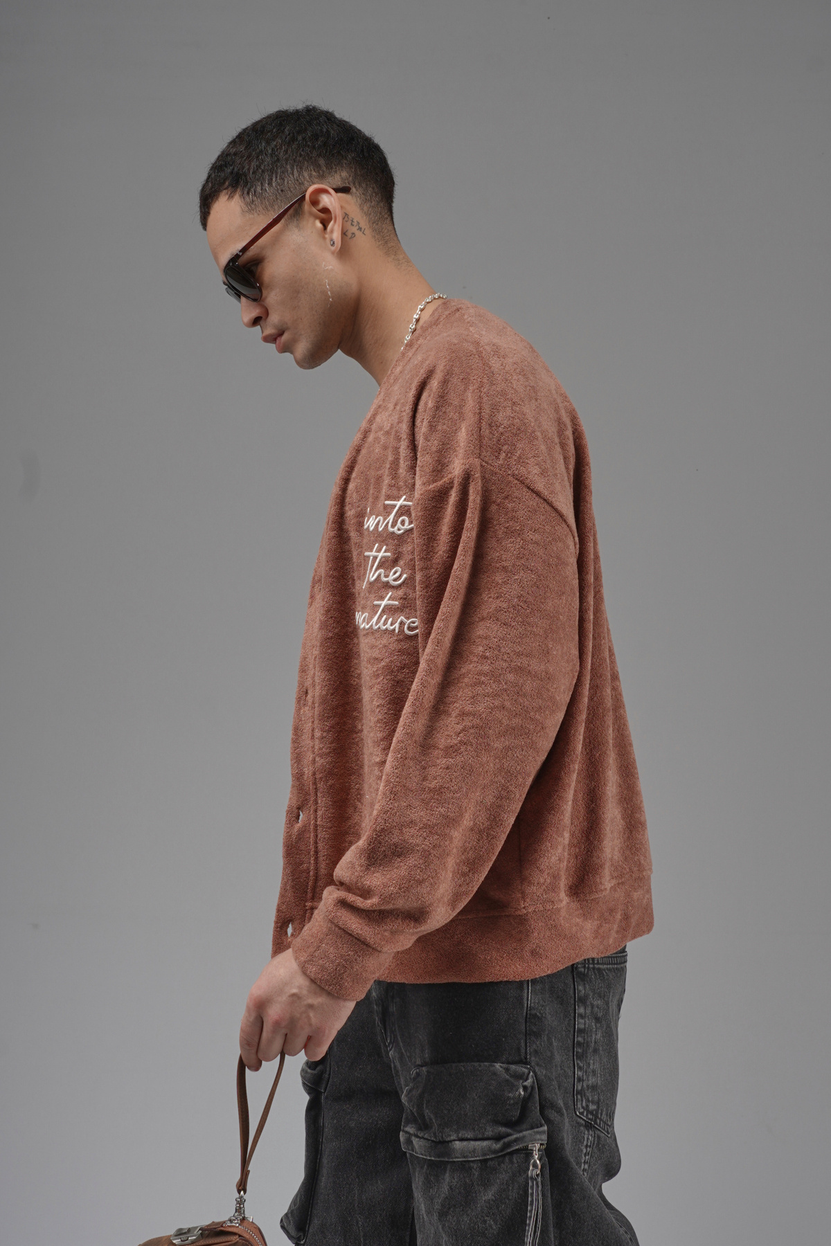 Butik Trend Biz Nakışlı Düğmeli Oversize Erkek Hırka görsel 5