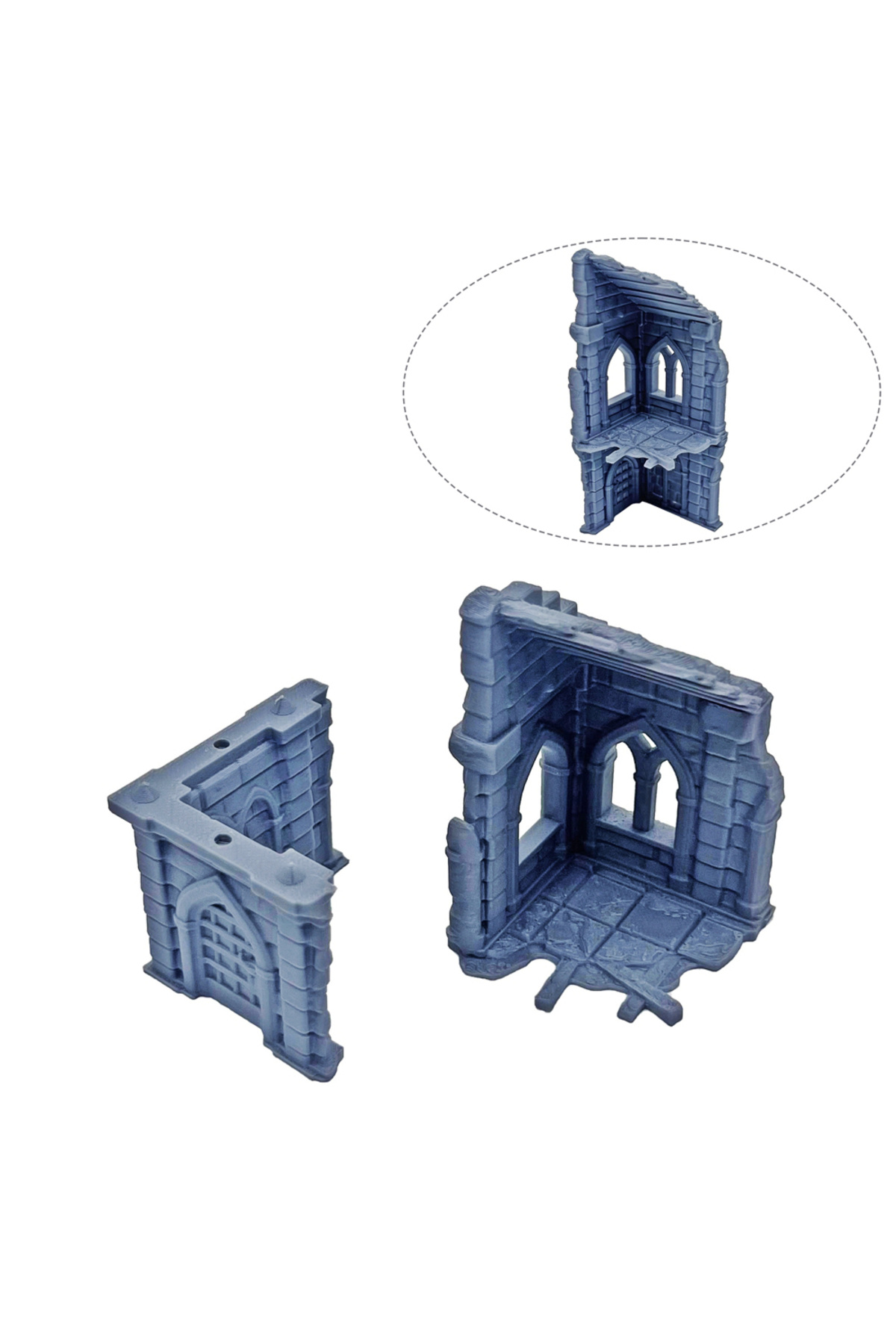 نوع ۰۳، سه سبک، ویرانه‌های ساختمانی، منظرهٔ زمین برای DND/Warhammer/Wargames، چاپ سه‌بعدی برای بازی‌های جنگی