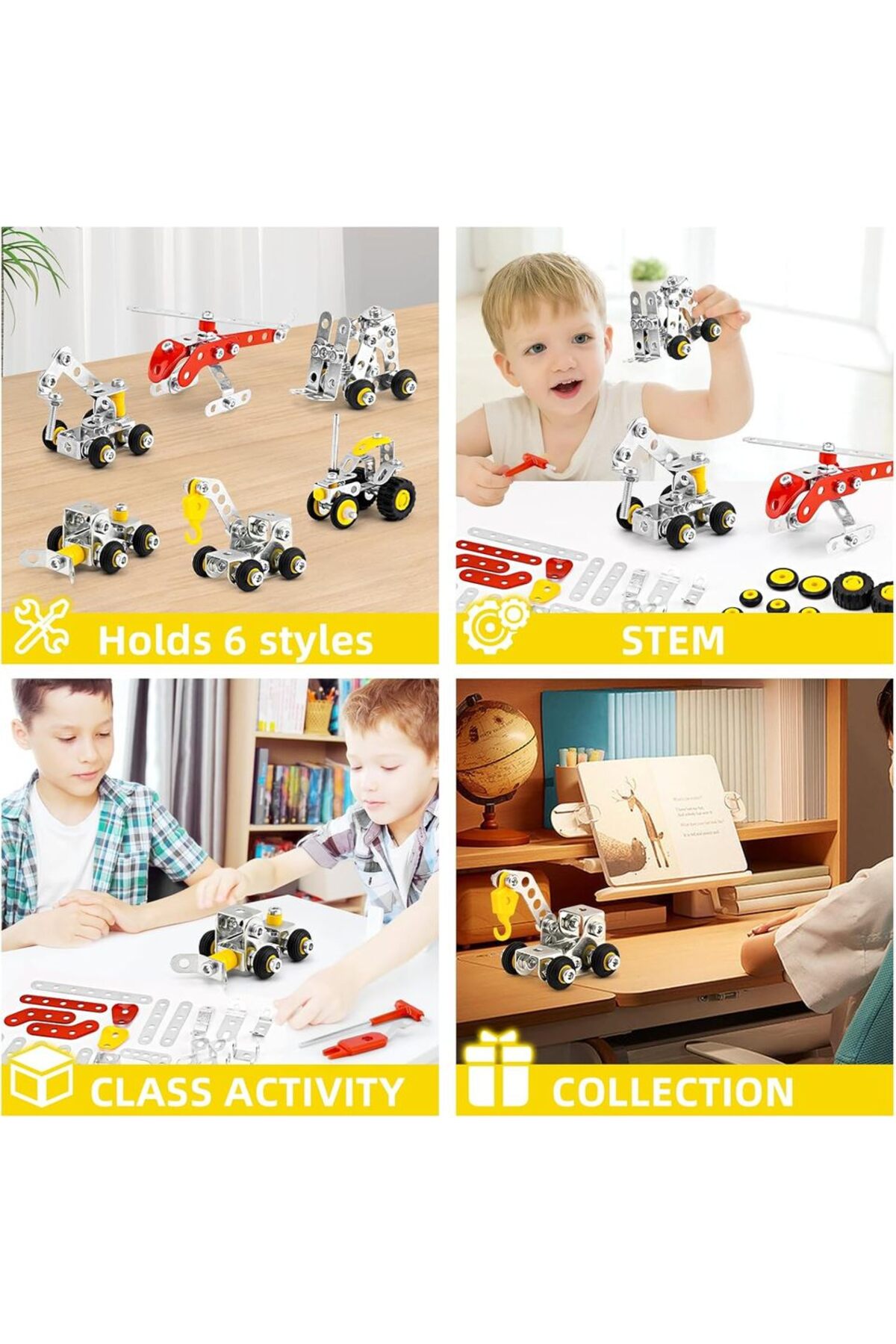 بازی‌های مونتاژ و ساخت‌وساز برای پسران، ست ۶ در ۱ اِرکتور ۲۷۲ قطعه‌ای DIY برای پسران، مهندسی DIY…