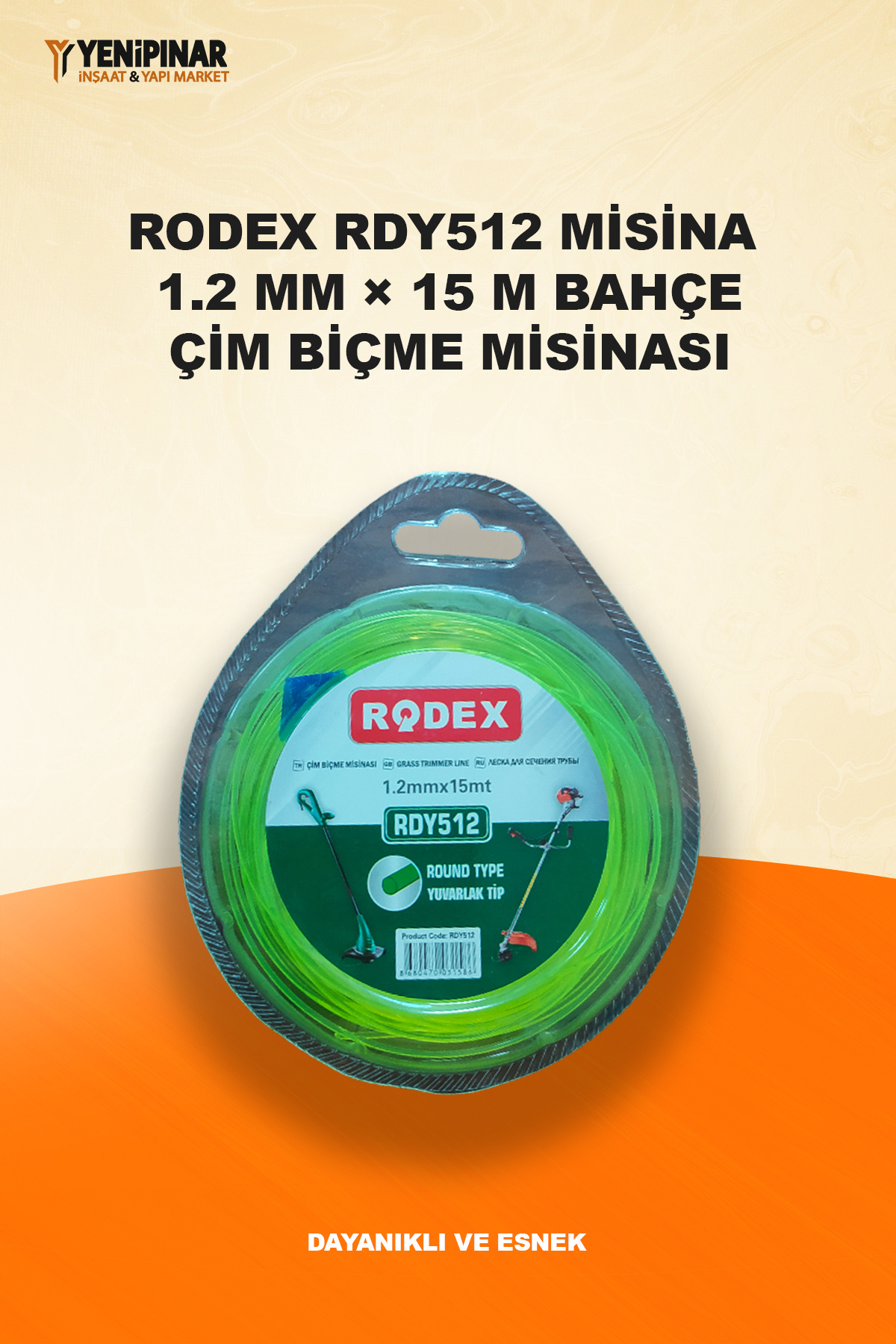 Rodex RDY512 Misina 1.2 mm × 15 m | Bahçe – Çim Biçme Misinası