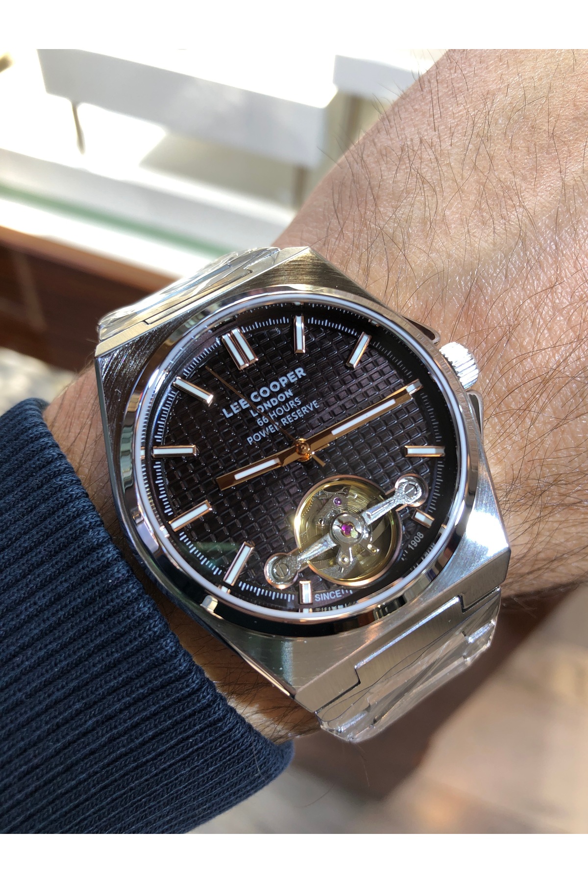 Lee Cooper Çelik Su Geçirmez Fosforlu Power Reserve Otomatik Erkek