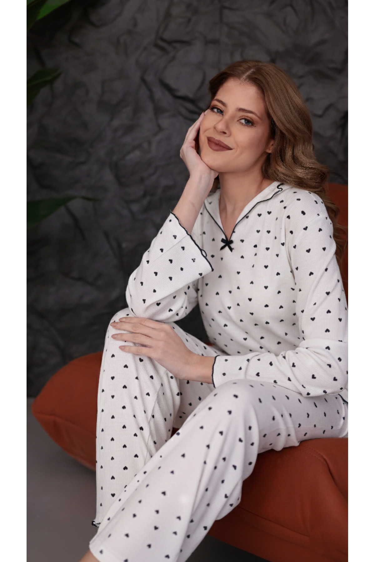 Arvin Pijama Дамски комплект пижама с дълъг ръкав, свободна кройка, от памук,...