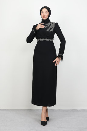 Lamia Giyim Hazal Tesettür Elbise Siyah