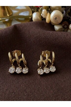 shop VIP 14K Yuvarlak Taşlı Shakira Kaburga Küpe