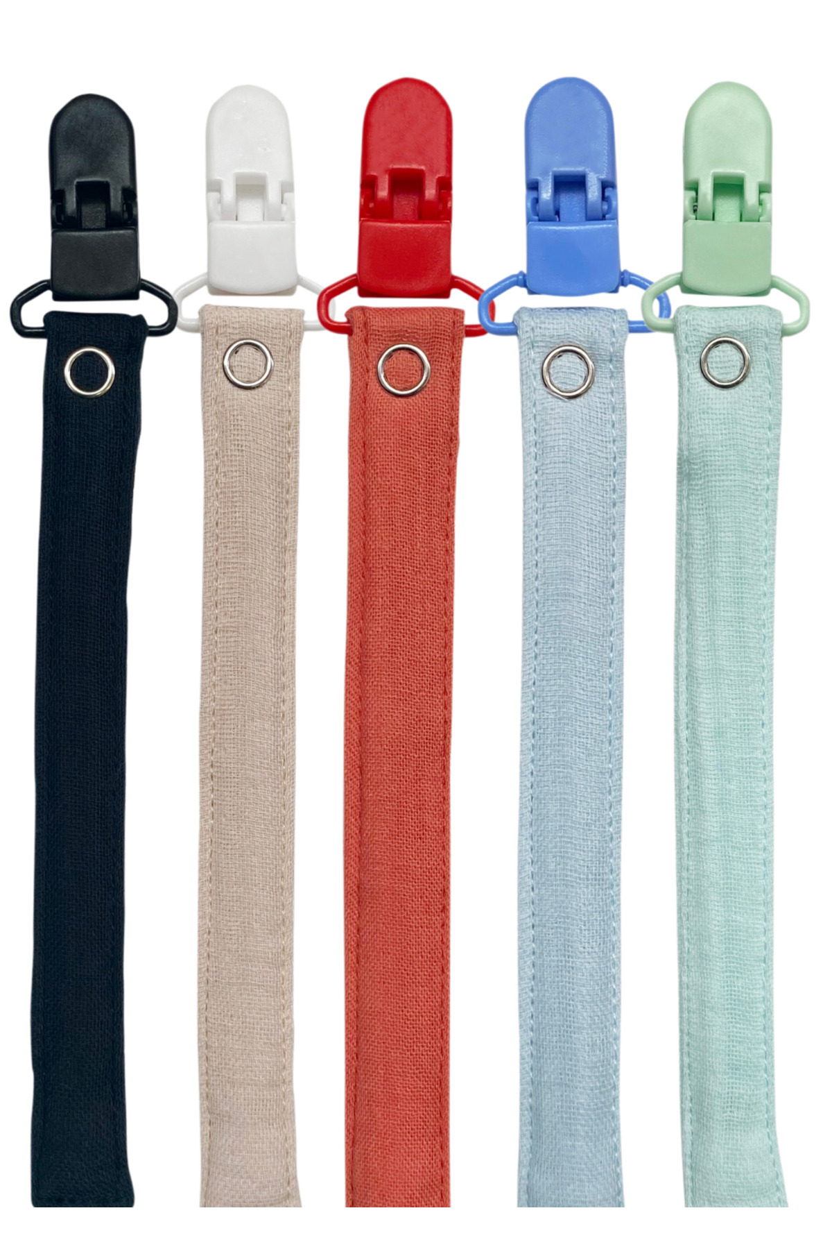 Joyous Mom Kids 5'li Yıkanabilir Renkli Emzik Askısı Emzik Zinciri %100 Pamuk (5 Askı 5 Klips) fotoğrafı 3 (önizleme)
