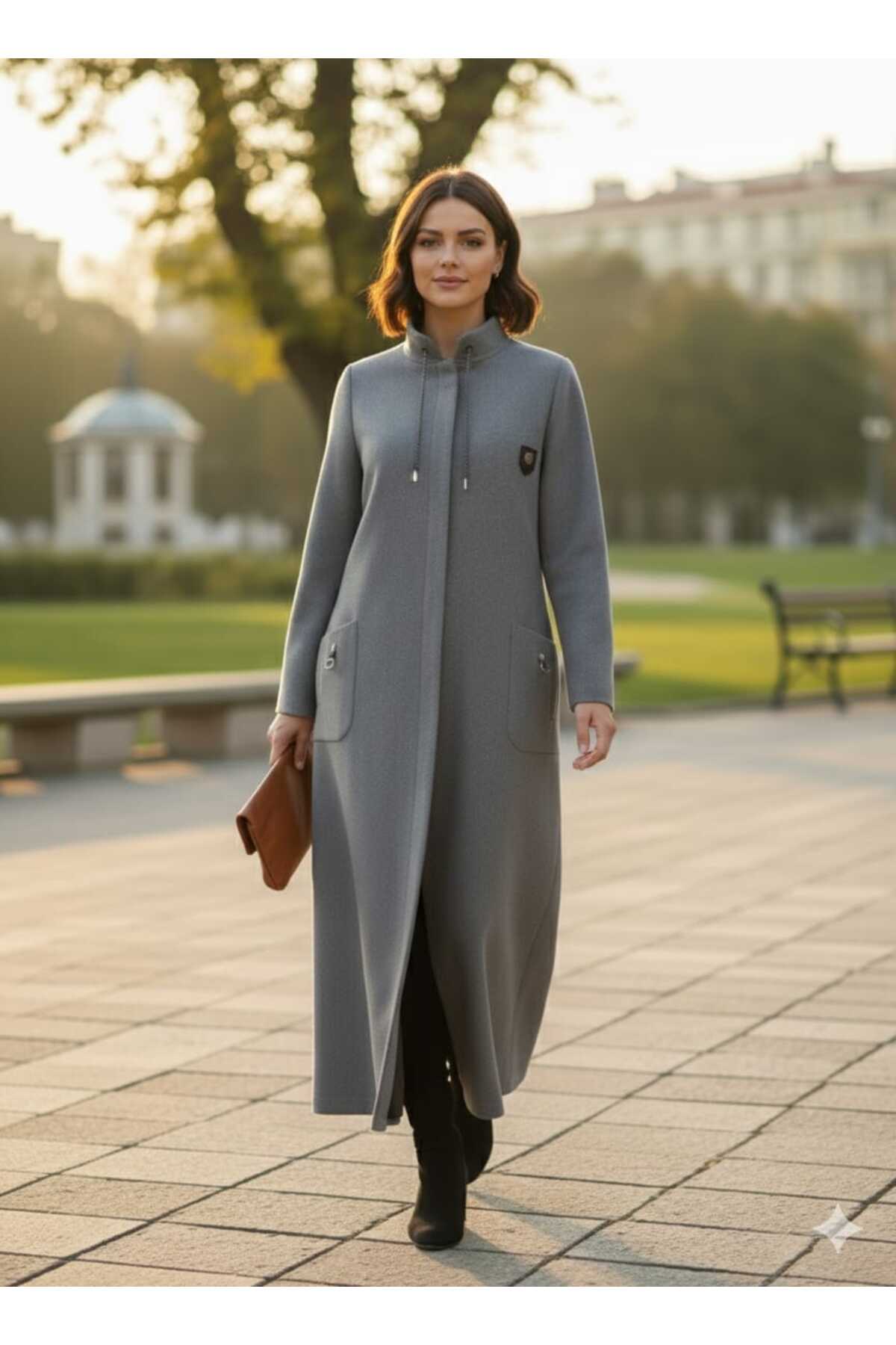 Hakko  Kalın Uzun Kaşe Manto - Görsel 4