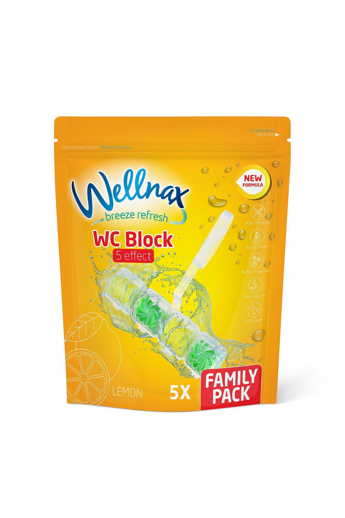 Wellnax breeze refresh ( 5'li Paket ) WC Blok Limon – Yoğun Köpük