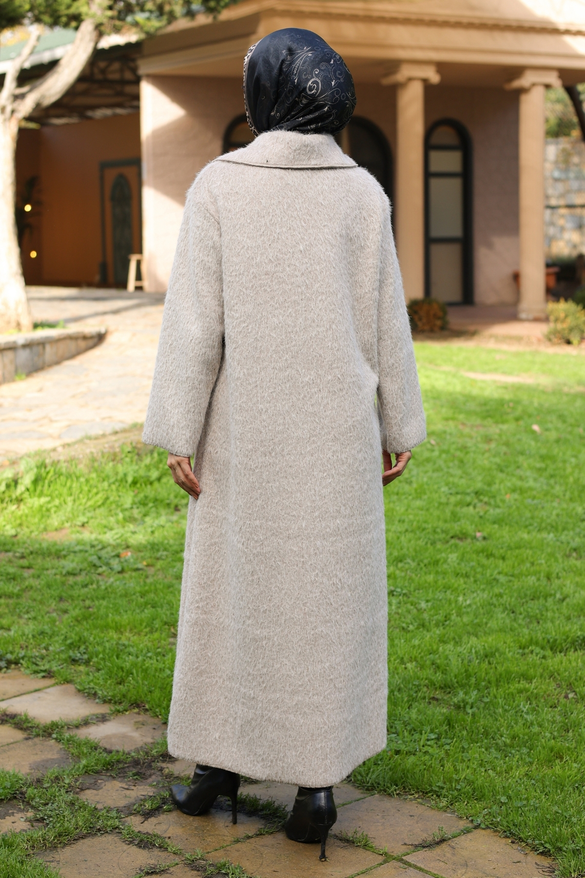 KADEEM  Mavera Fox Kumaş Uzun Tesettür Kaban – 7009 - Görsel 5