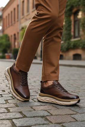 Genel Markalar Kahve Hakiki Deri Erkek Günlük Ayakkabı 152-22390 M