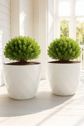 TEMMUZ HOME 2 Adet 26 Litre Dekoratif Büyük Boy Parlak Renkli Tabaklı Plastik...