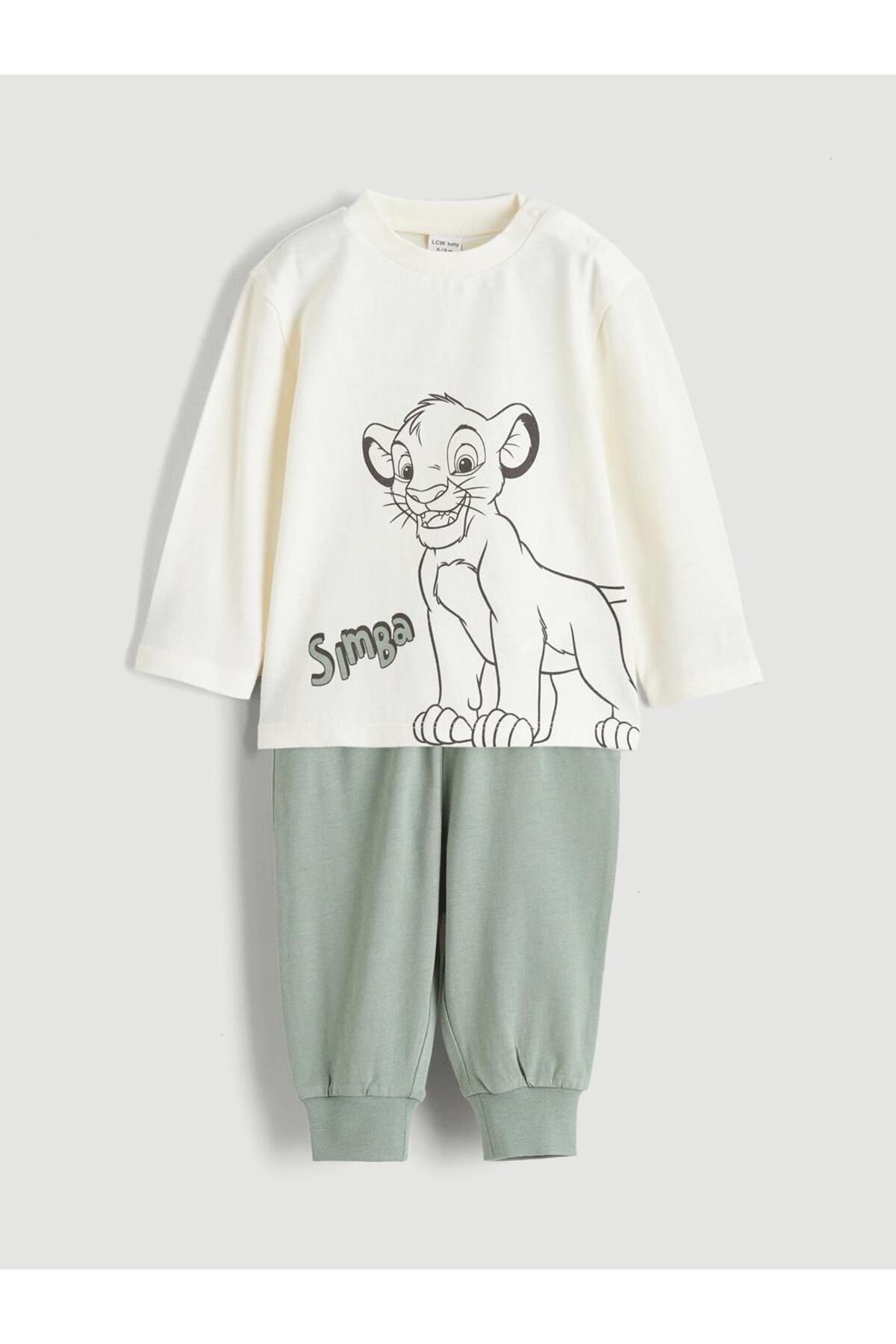 LC Waikiki Elsiva Collection Bej Aslan Kral Baskılı Erkek Bebek Sweatshirt ve Pantolon fotoğrafı 3 (önizleme)