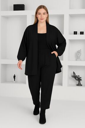 MAY MARA BÜYÜK BEDEN CEKETLİ PANTOLONLU KREP TAKIM