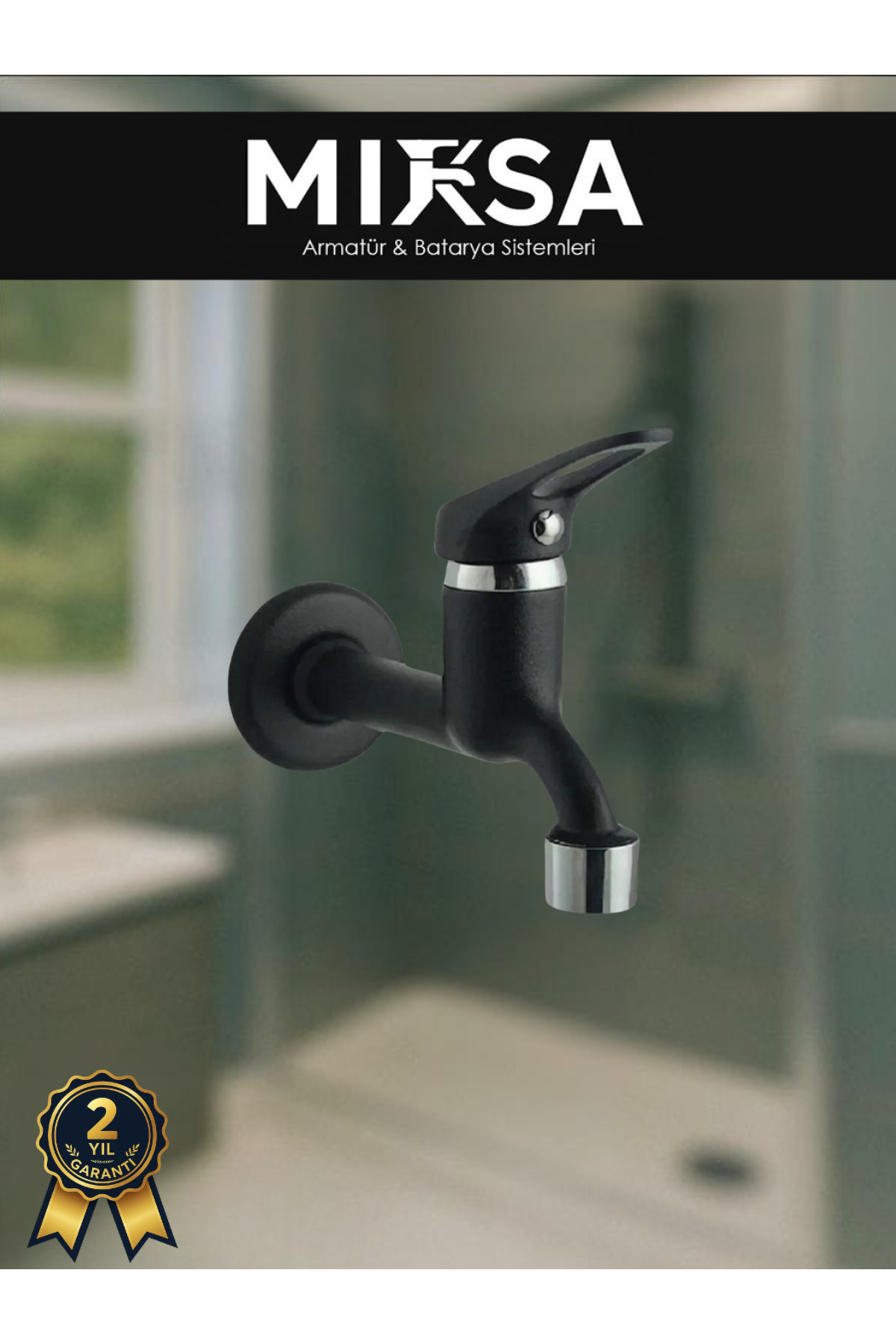 MİXSA Siyah Mix Aç-Kapa Lavabo Tuvalet Bahçe Musluğu