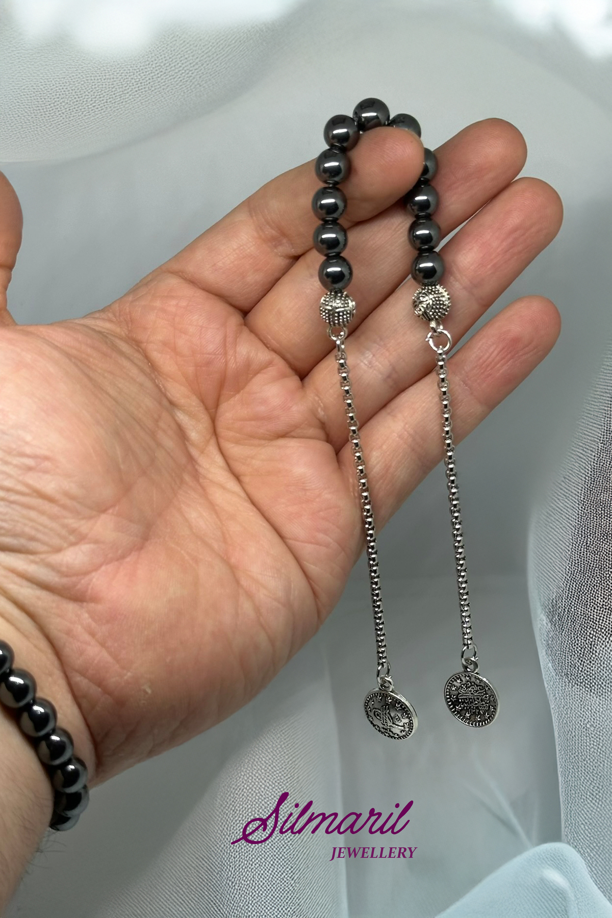 Hematit Doğal Taş Tespih Zaza ve Bileklik Setleri Babalar Sevgililer Günü Özel Hediyelik Stres Taşı — Silmaril Store — Tespih (4)