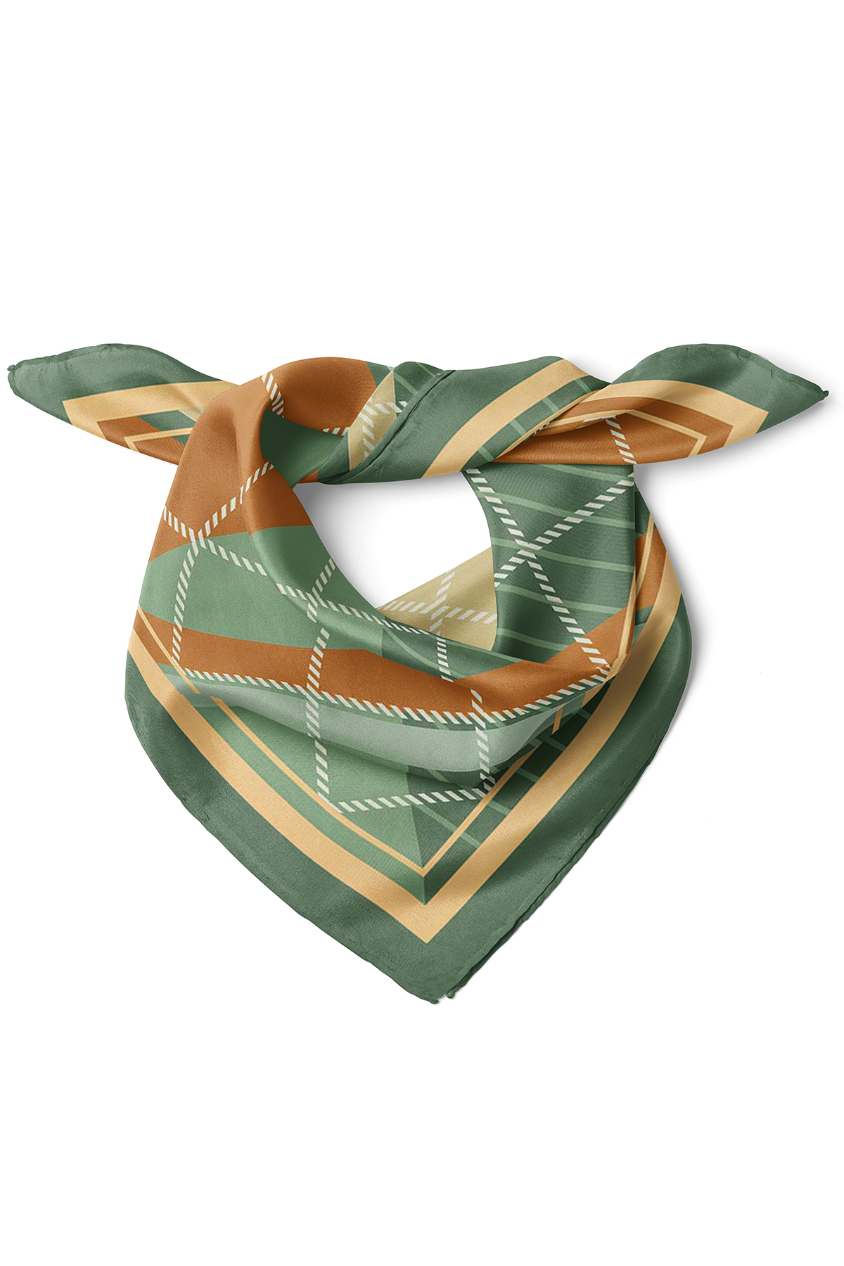 Green Geometric Pattern Scarf Bandana 50x50 Cm