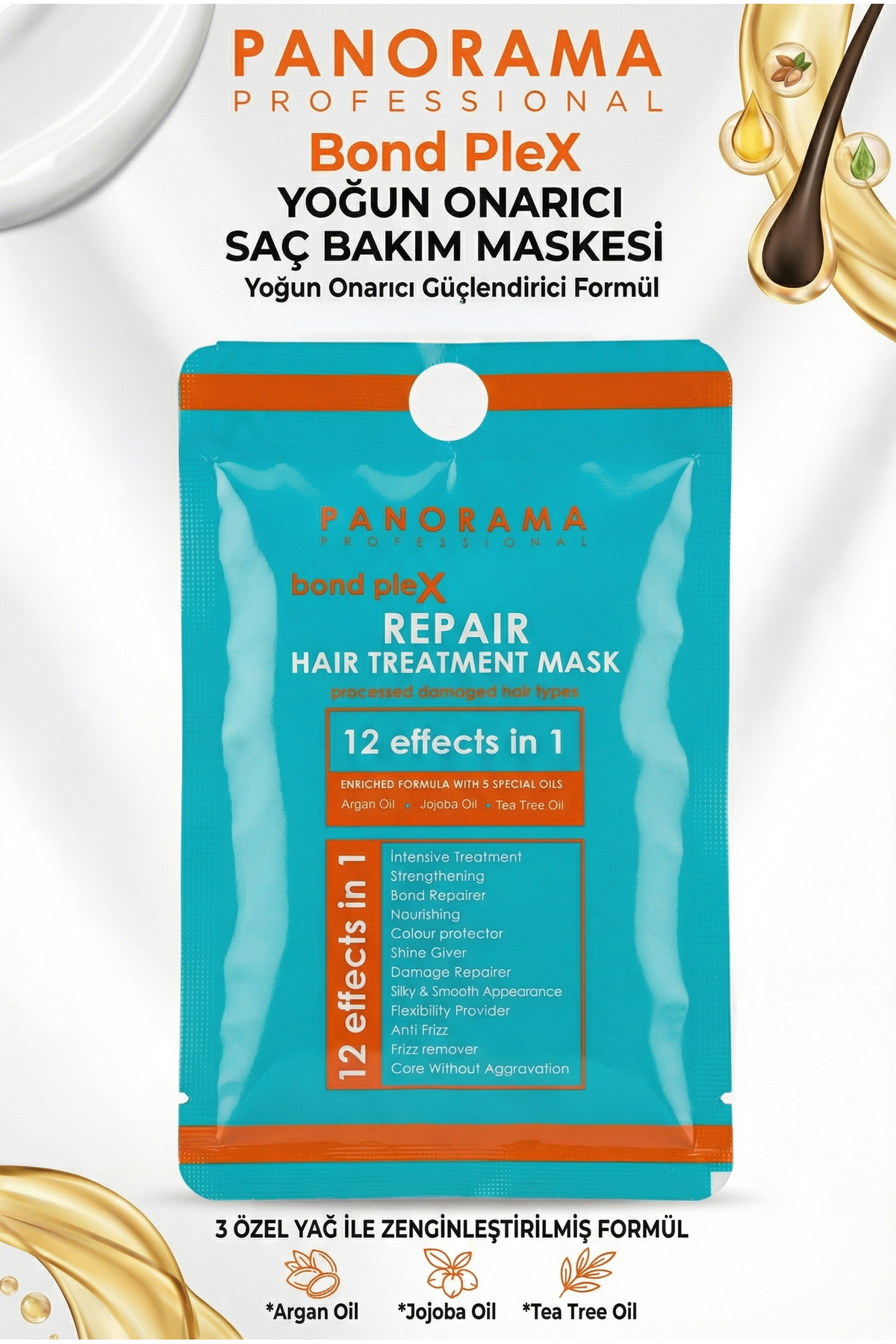 PANORAMA PROFESSIONAL Yıpranmış Saçlar Için Onarıcı Bond Plex 4 Yağlı Uzamaya Yardımcı Saç Bakım Maskesi - 25 ml — 001SASE