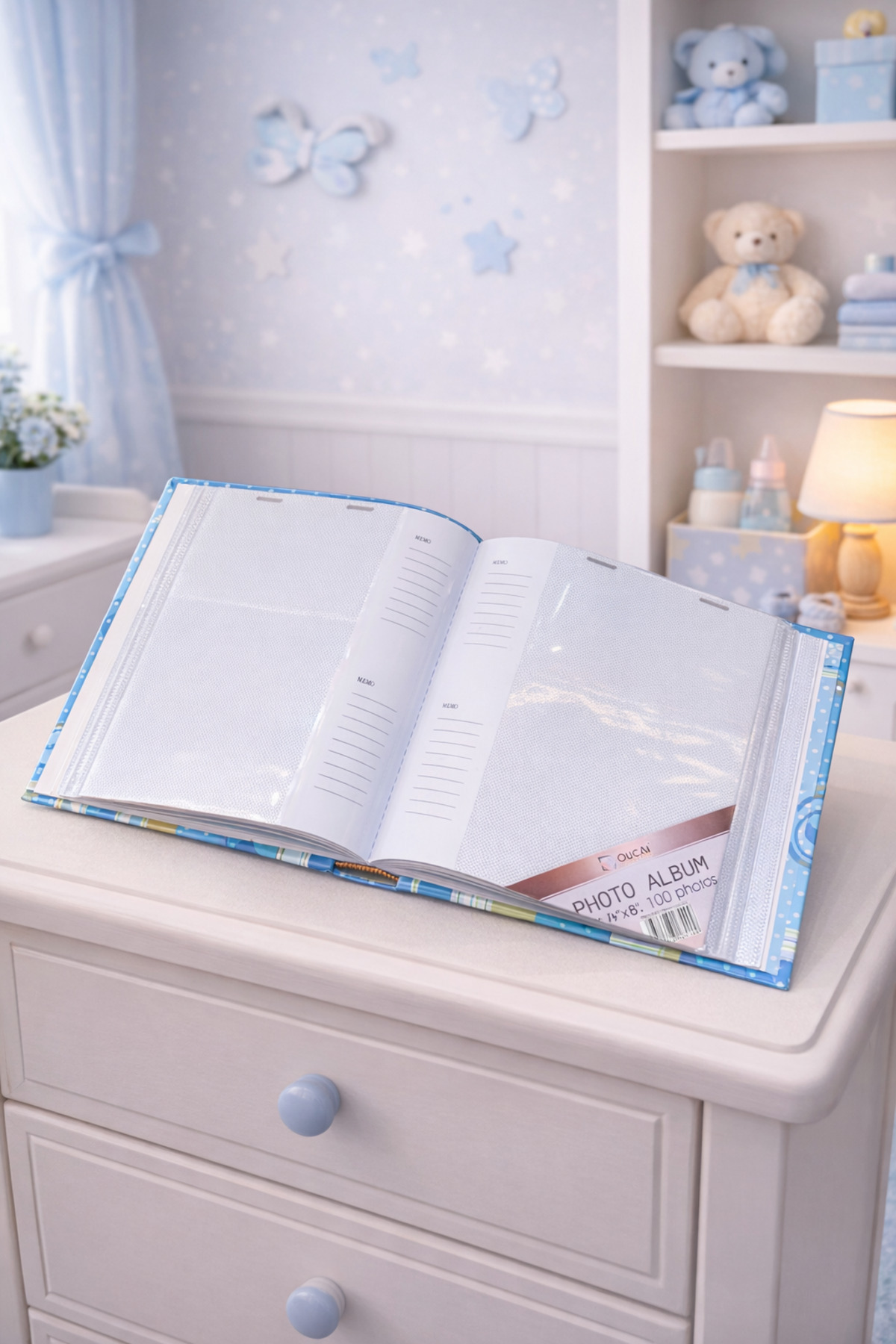 NRCN 15x21 cm Bebek Fotoğraf Albümü – Kalın Kapaklı, Kabartmalı, Değiştirilebilir Ön Fotoğraflı fotoğrafı 2 (önizleme)