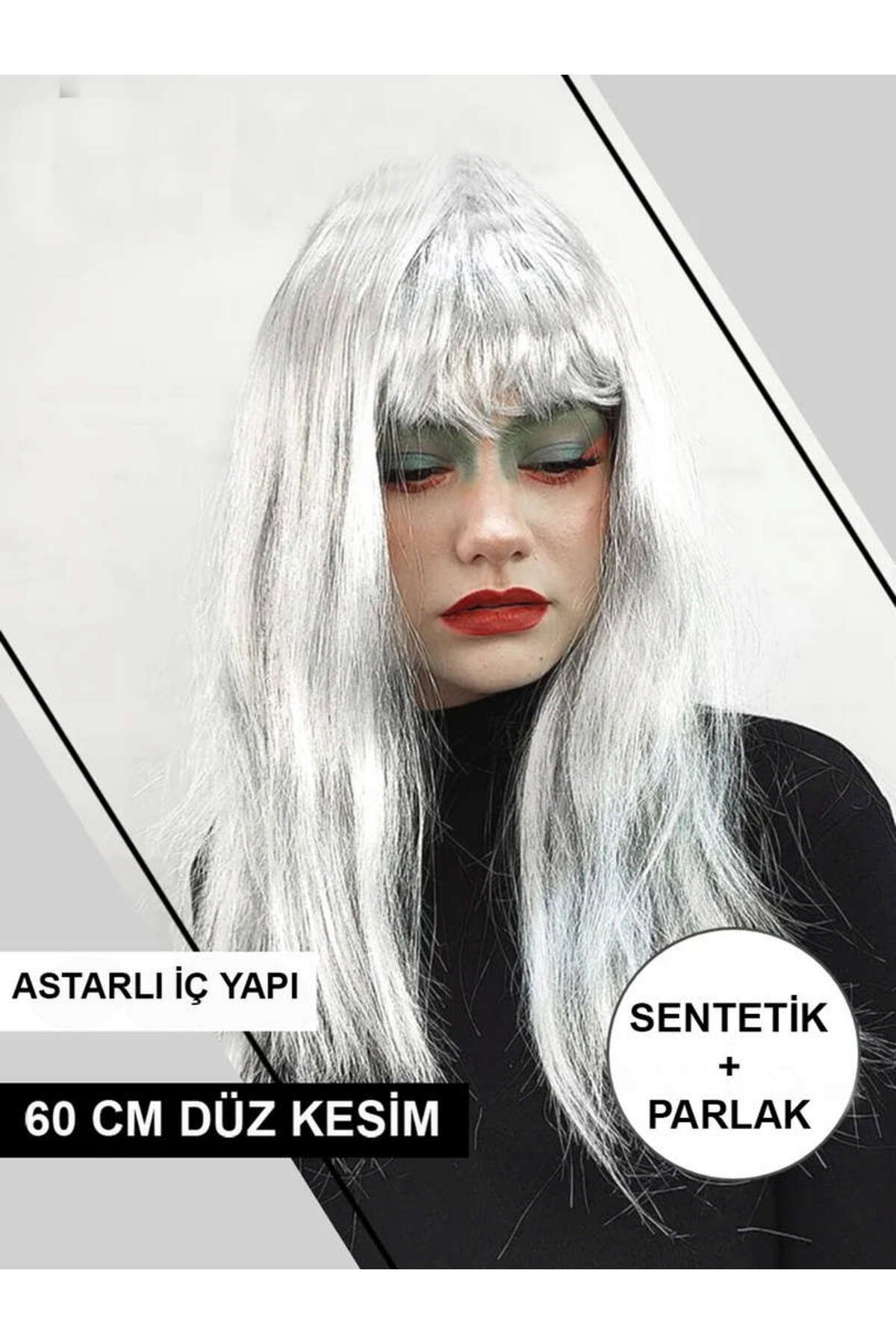 ZERO LAND OZLSTOR Platin Gri Gümüş Renk Uzun Parti Peruğu Uzun (131613) Takma Peruk