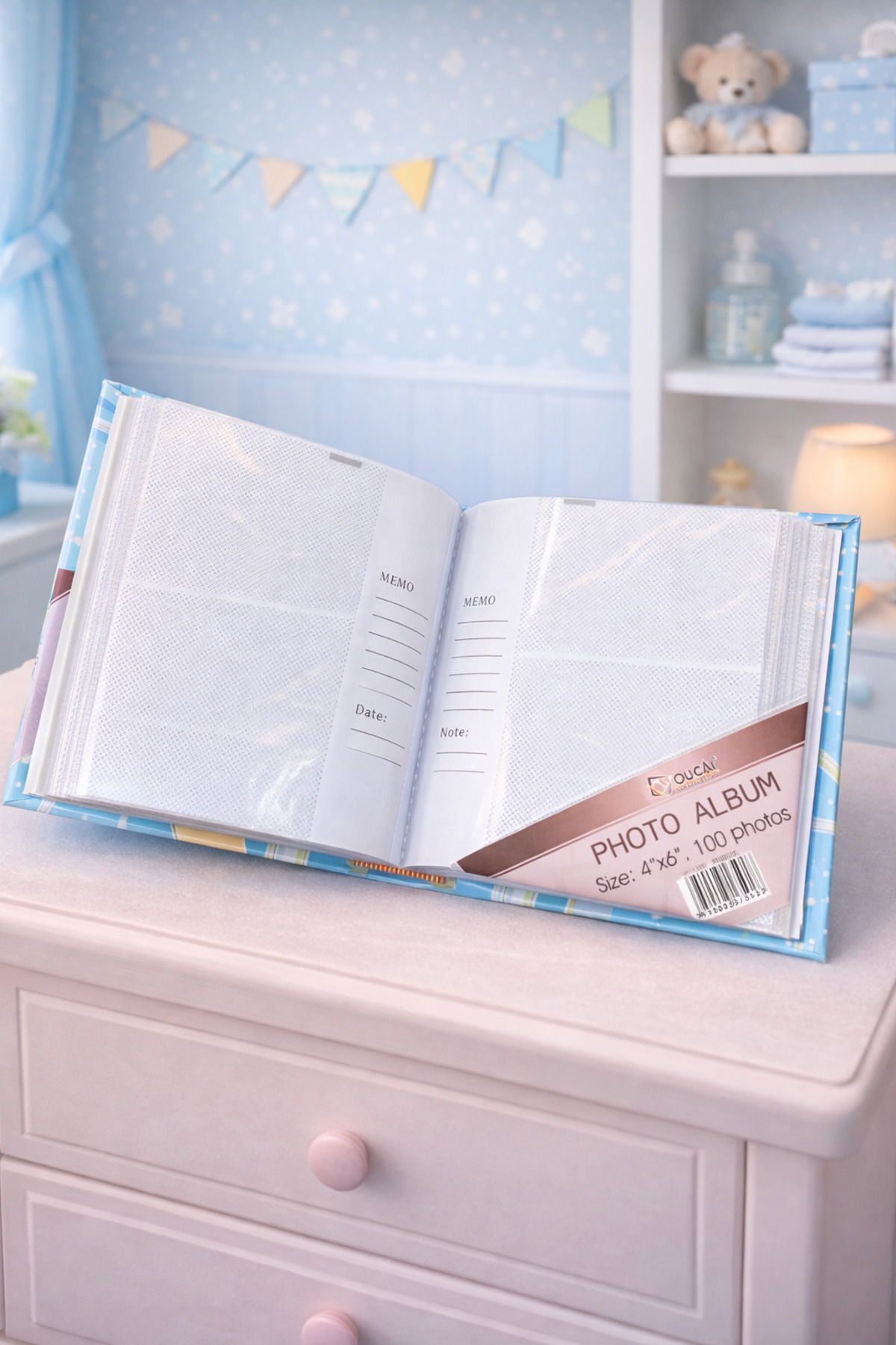 NRCN 10x15 cm Bebek Fotoğraf Albümü – Kalın Kapaklı, Kabartmalı, Değiştirilebilir Ön Fotoğraflı fotoğrafı 2 (önizleme)