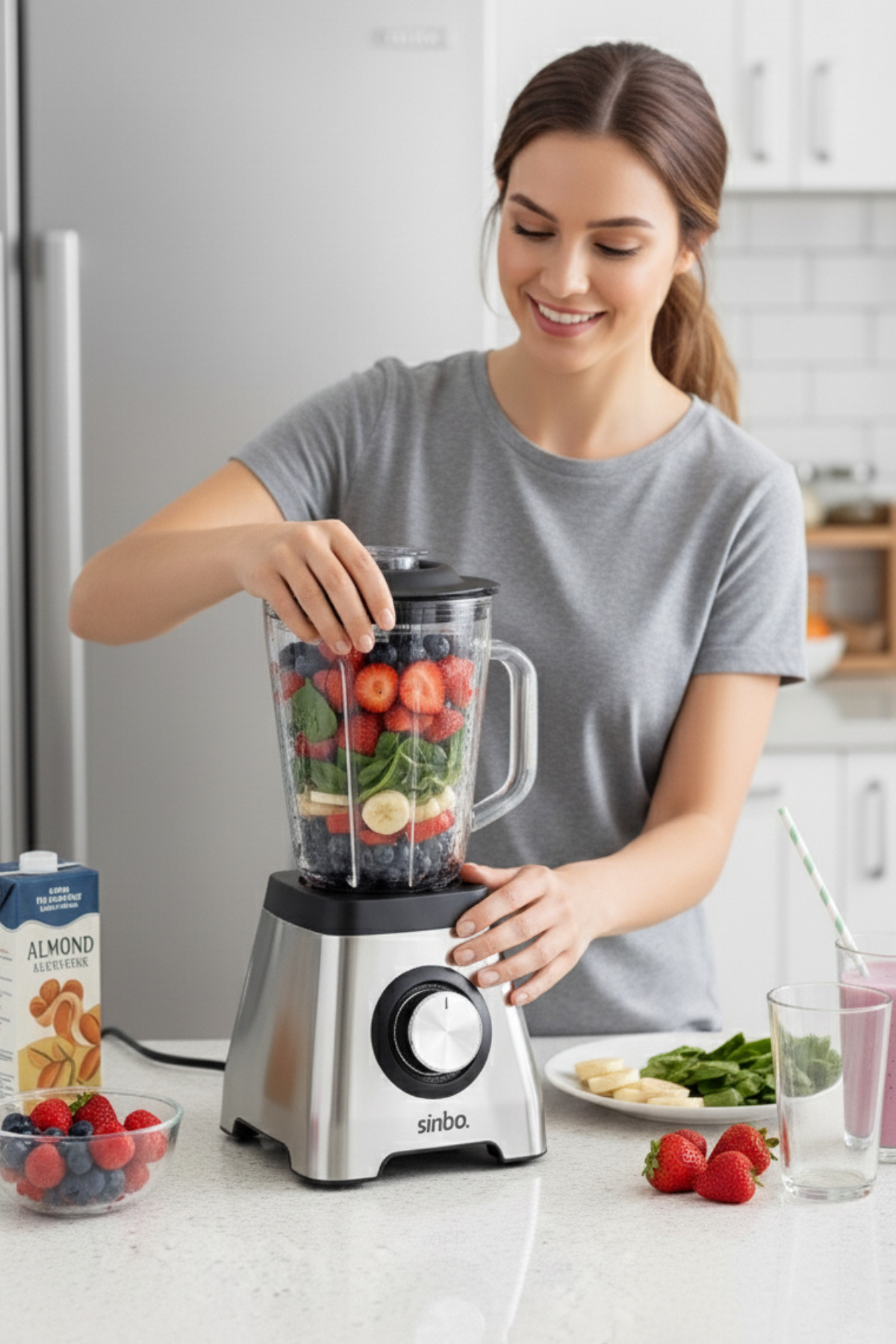 Sinbo 1.5L 400W 6’lı Çelik Bıçak Buz Kırma Paslanmaz Turbo Blender İnox SHB-7519