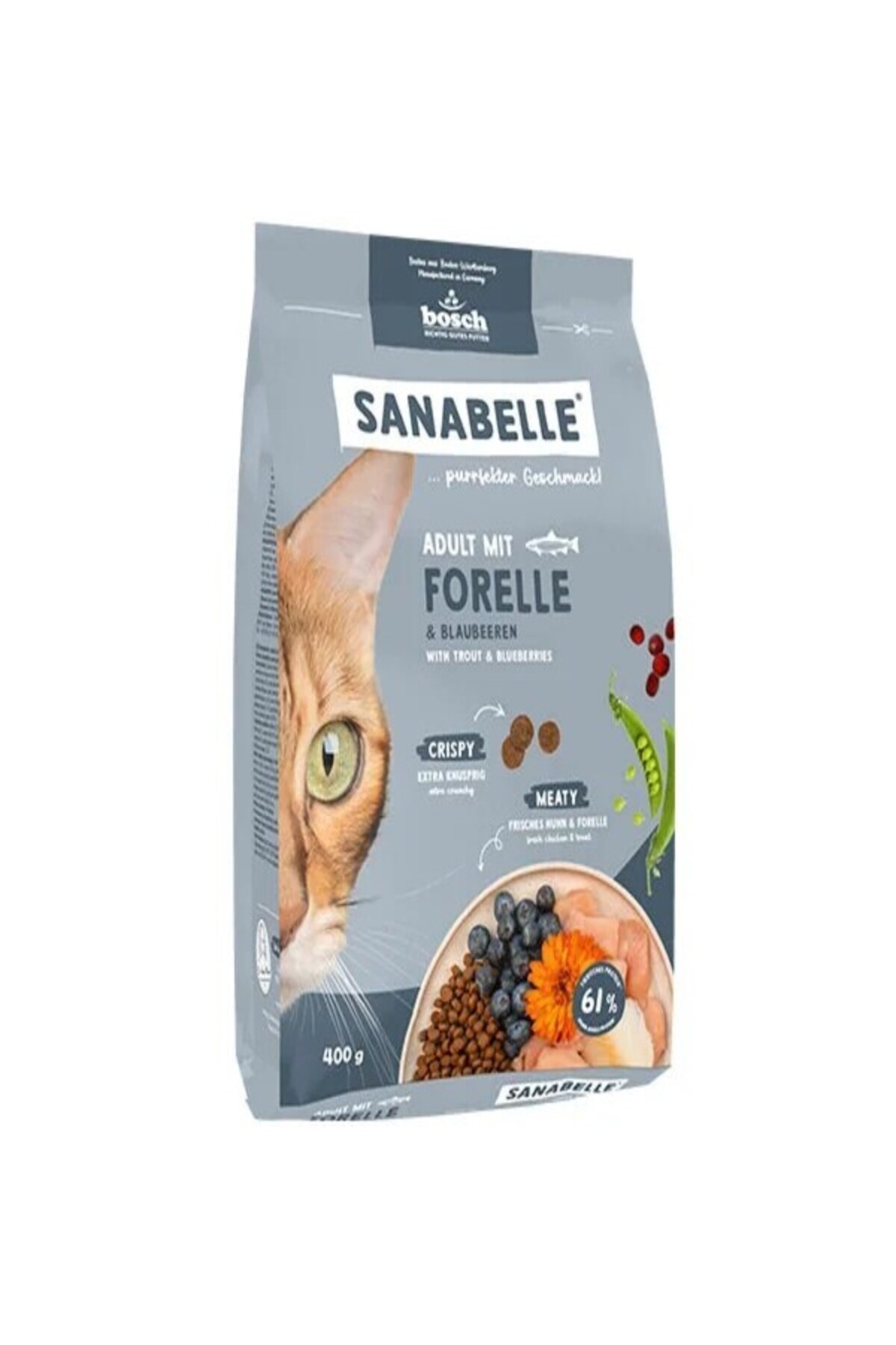 Sanabelle Life Alabalıklı ve Yaban Mersinli Yetişkin Kuru Kedi Maması 400 gr