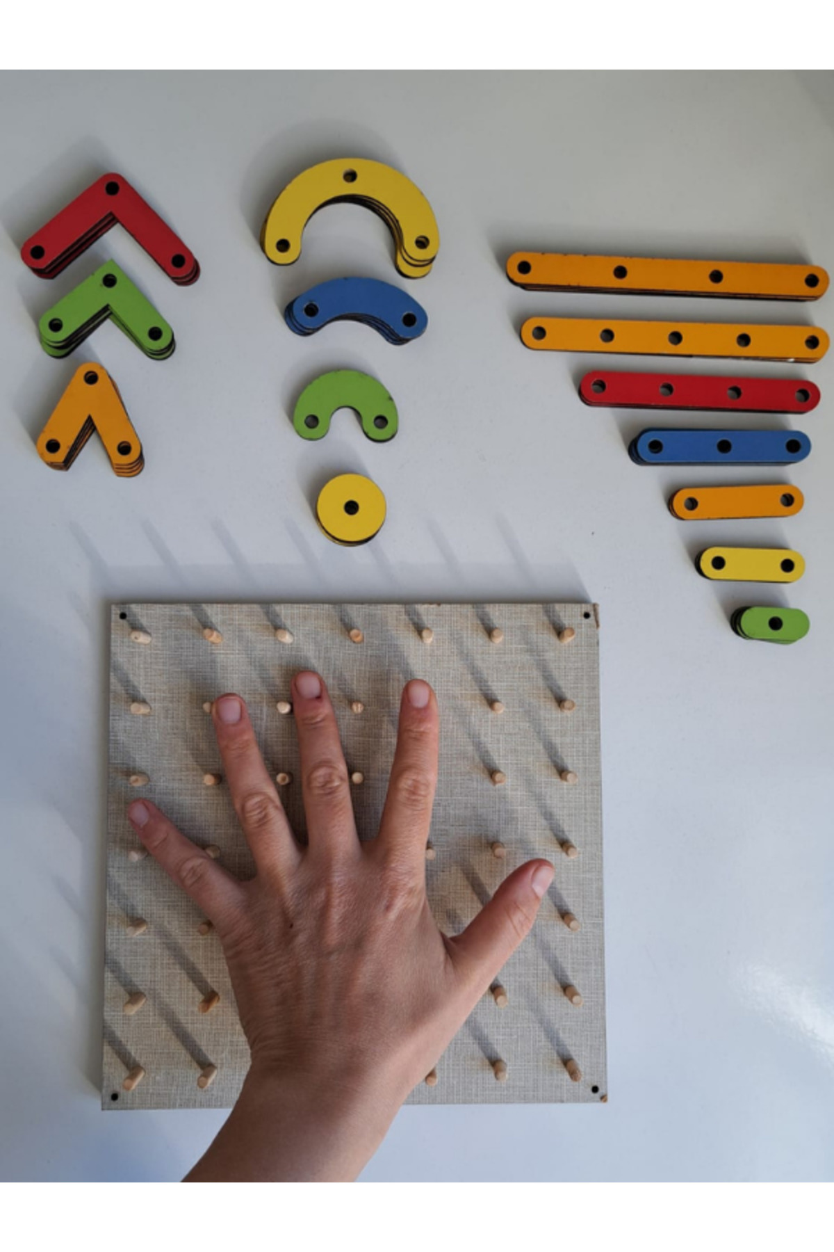 Edu&Hobby Montessori Eğitici Ahşap Geoboard Oyuncak-Zeka ve Dikkat Oyunu-18 Görev Kartlı-3+ Yaş fotoğrafı 4 (önizleme)