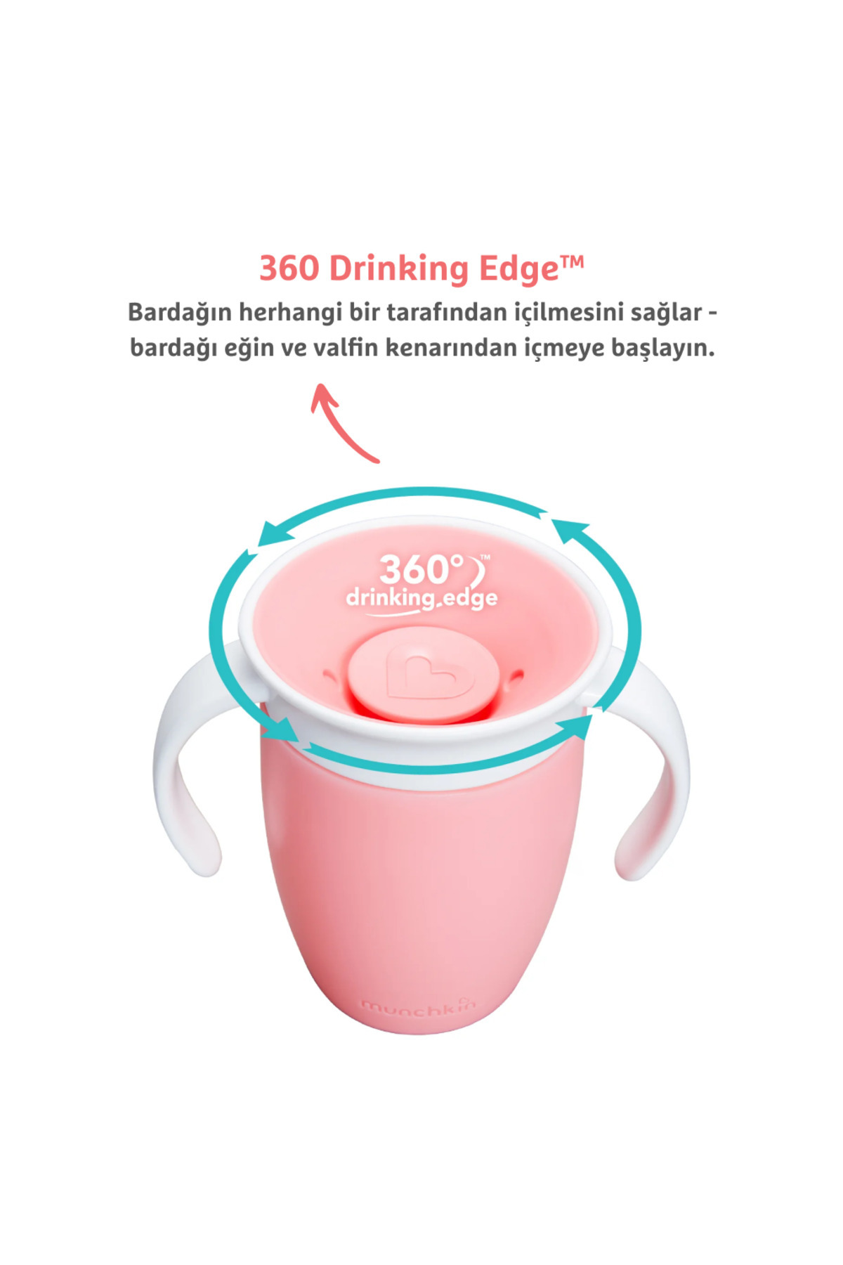 Munchkin Mucize 360° Alıştırma Bardağı, 6ay+, 207ml, Pembe Bardak Kapağı İle Birlikte fotoğrafı 3 (önizleme)