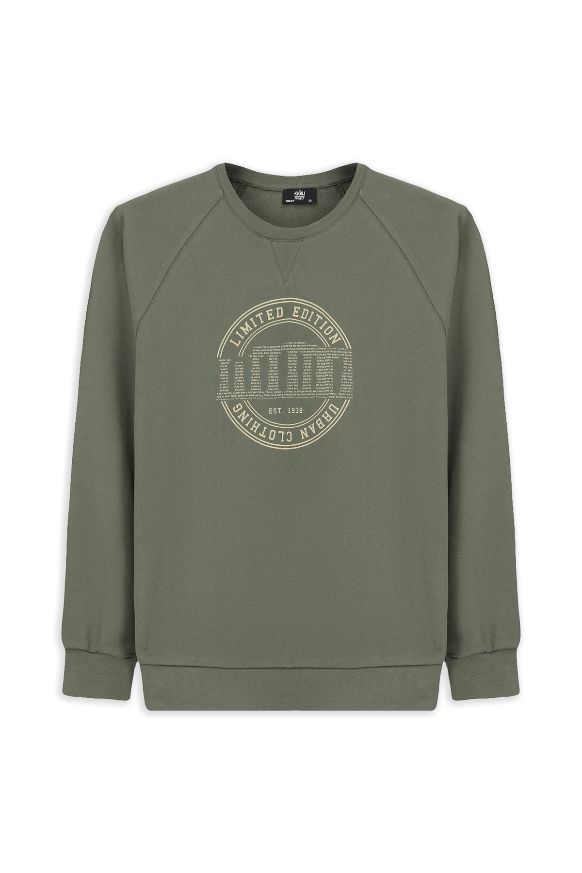 Kiğılı  Bisiklet Yaka Regular Fit Baskılı Pamuk Sweatshirt