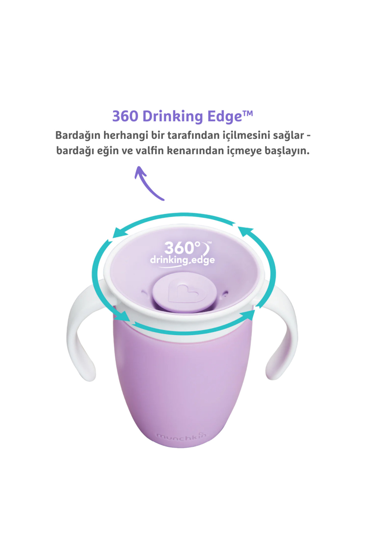 Munchkin Mucize 360° Alıştırma Bardağı, 6ay+, 207ml, Mor Bardak Kapağı İle Birlikte fotoğrafı 3 (önizleme)