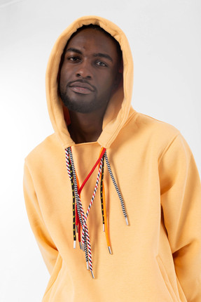 common people İpli Oversize Hoodie Pastel Turuncu