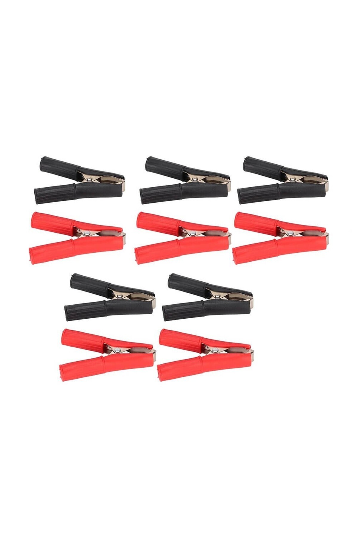 Koodmax 5 Çift Kırmızı Siyah Akü Timsah Kıskaç Klipsi - 75mm 30A Çelik Gövdeli Akü Maşası -10 Adet