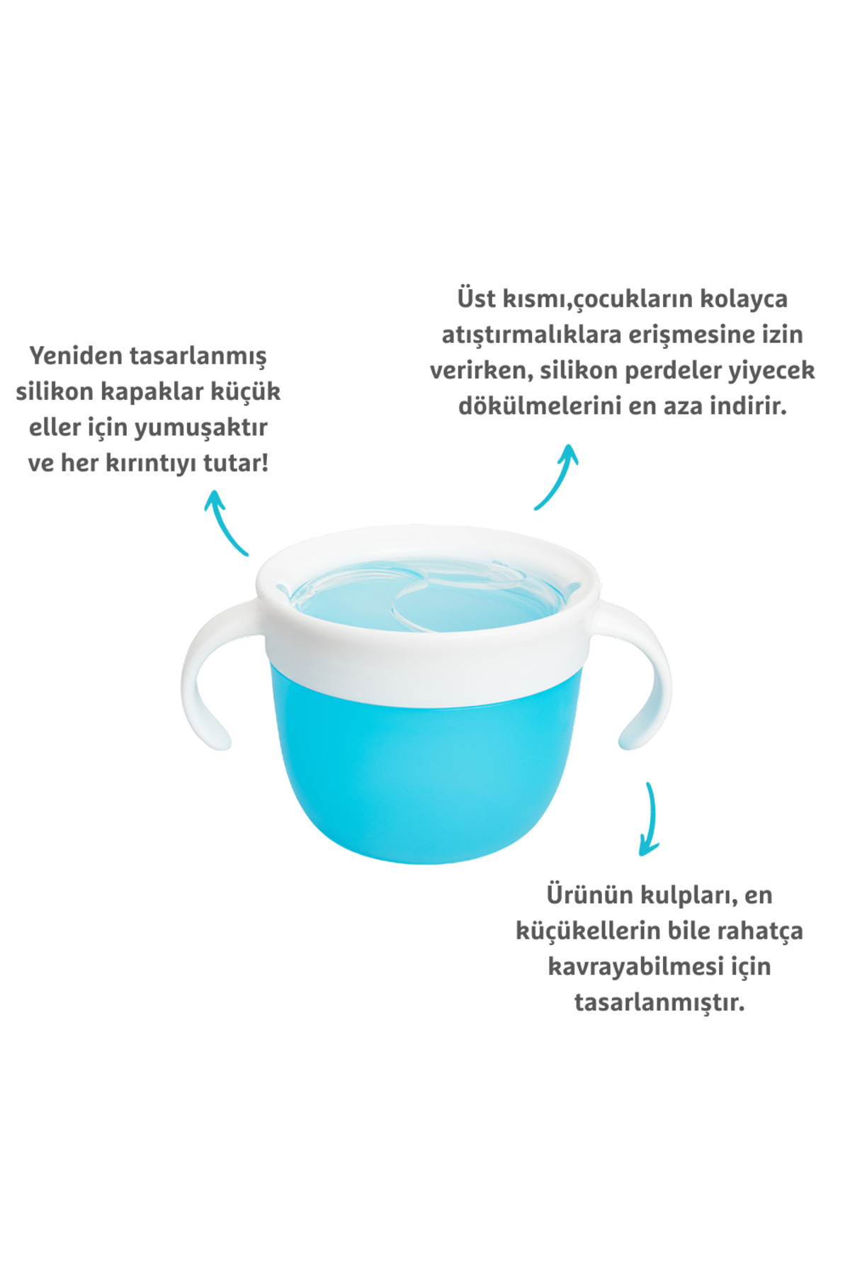 Munchkin Dökülmez Atıştırmalık Kabı +Simple Clean Pipetli Alıştırma Bardağı Mavi Set(12 Ay+) fotoğrafı 3 (önizleme)