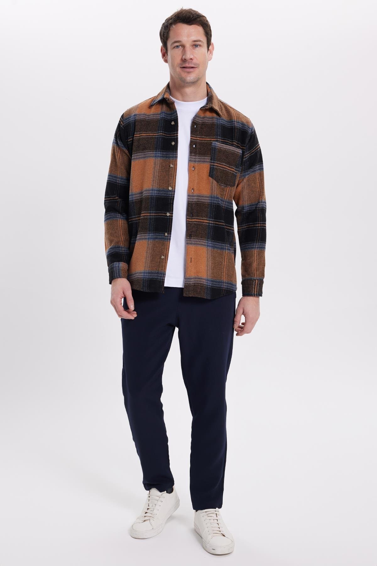 Tudors  Erkek Regular Fit Rahat Kesim Kışlık Kareli Oduncu Gömlek - Görsel 5