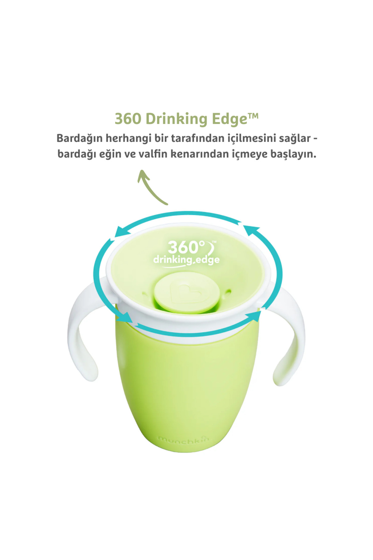 Munchkin Mucize 360° Alıştırma Bardağı, 6ay+, 207ml, Yeşil Bardak Kapağı İle Birlikte fotoğrafı 3 (önizleme)